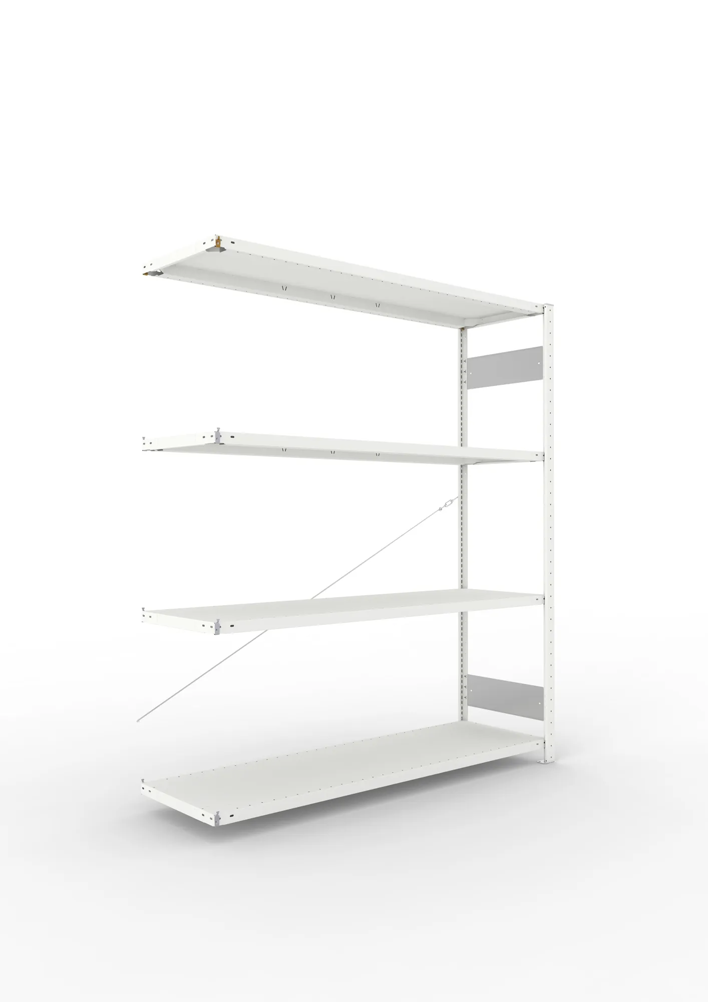 META CLIP S3 | Fachbodenregal | Anbauregal | 2000 x 1700 x 500 mm | Fachlast 200 kg | 3+1 Ebenen | RAL 7035