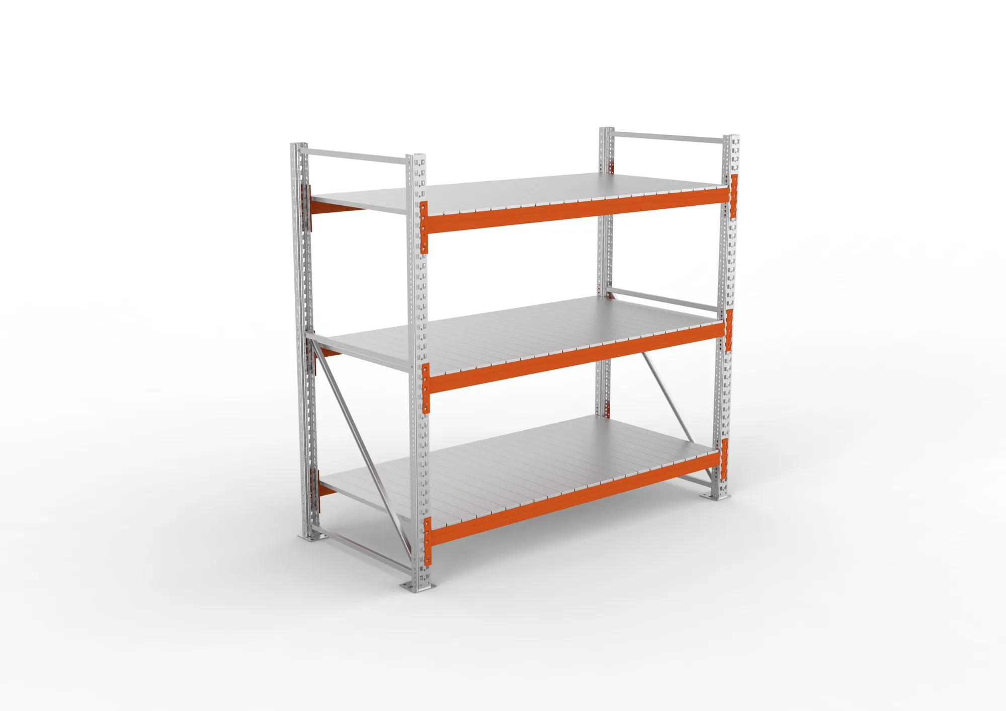 META MULTIPAL | Großfachregal | Grundregal | 2200 x 2225 x 1100 mm | Fachlast 1900 kg | 3 Ebenen | Stahlpaneele | verzinkt