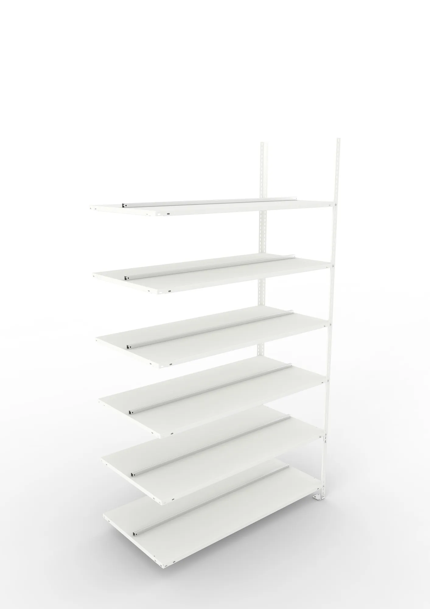 META FIX COMPACT | Büro-Schraubregal | Anbauregal | 2200 x 1250 x 600 mm | Fachlast 100 kg | 6 Ebenen | RAL 7035