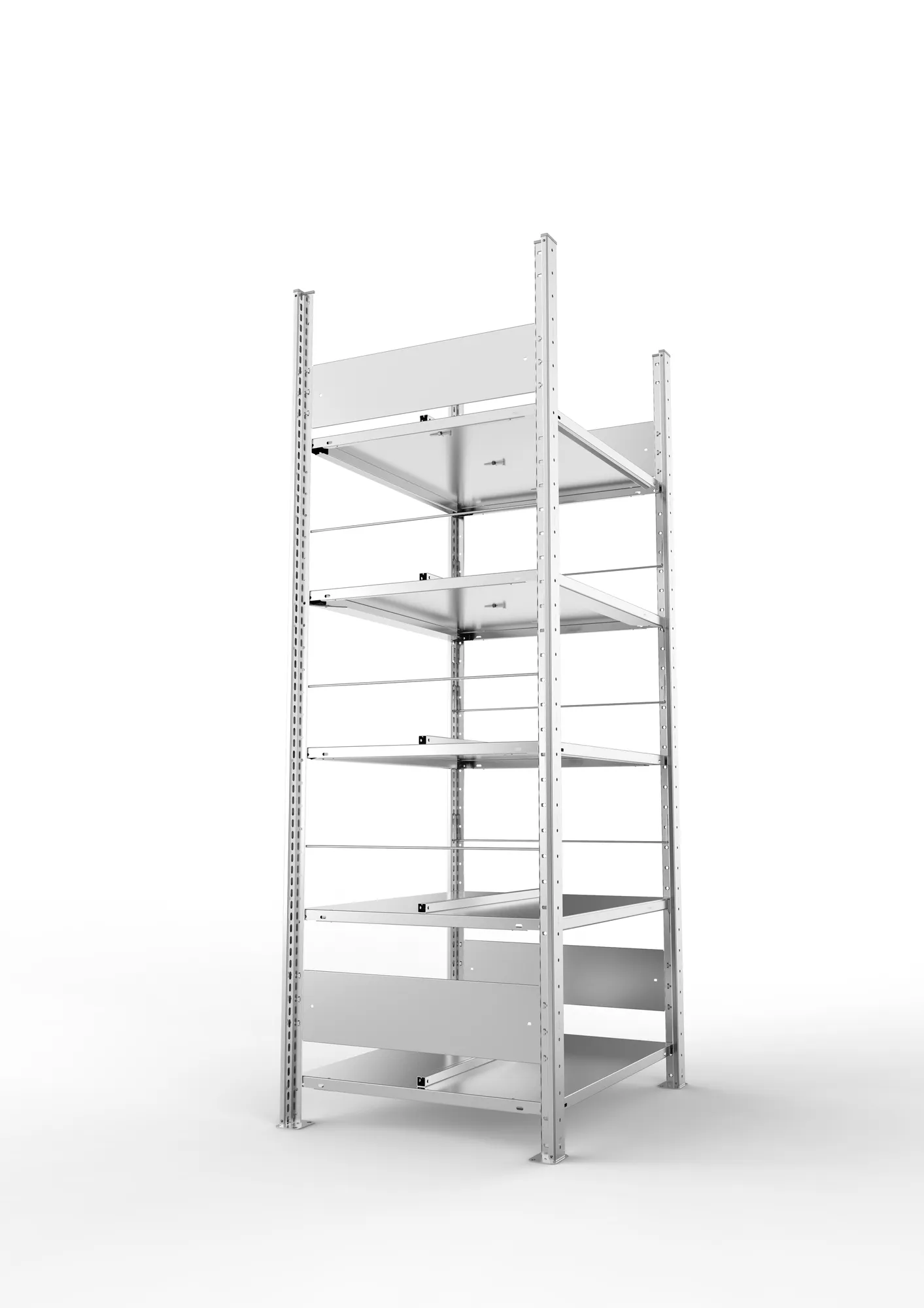 META COMPACT S3| Büro-Steckregal | Doppel-Grundregal | 1850 x 750 x 600 mm | Fachlast 100 kg | 5 Ebenen | Mittelanschlag | verzinkt
