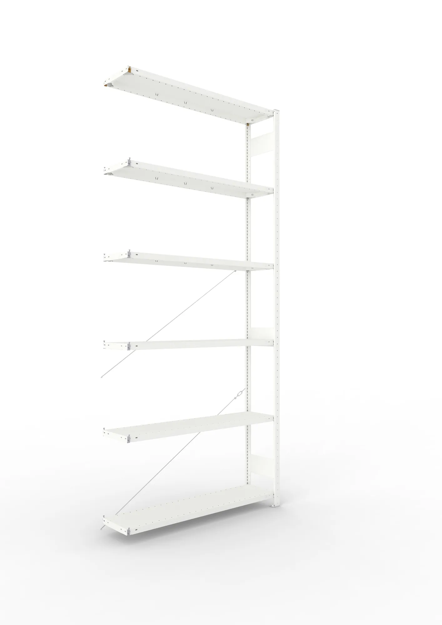 META CLIP | Fachbodenregal | Anbauregal | 3000 x 1300 x 300 mm | Fachlast 230 kg | 5+1 Ebenen | RAL 7035