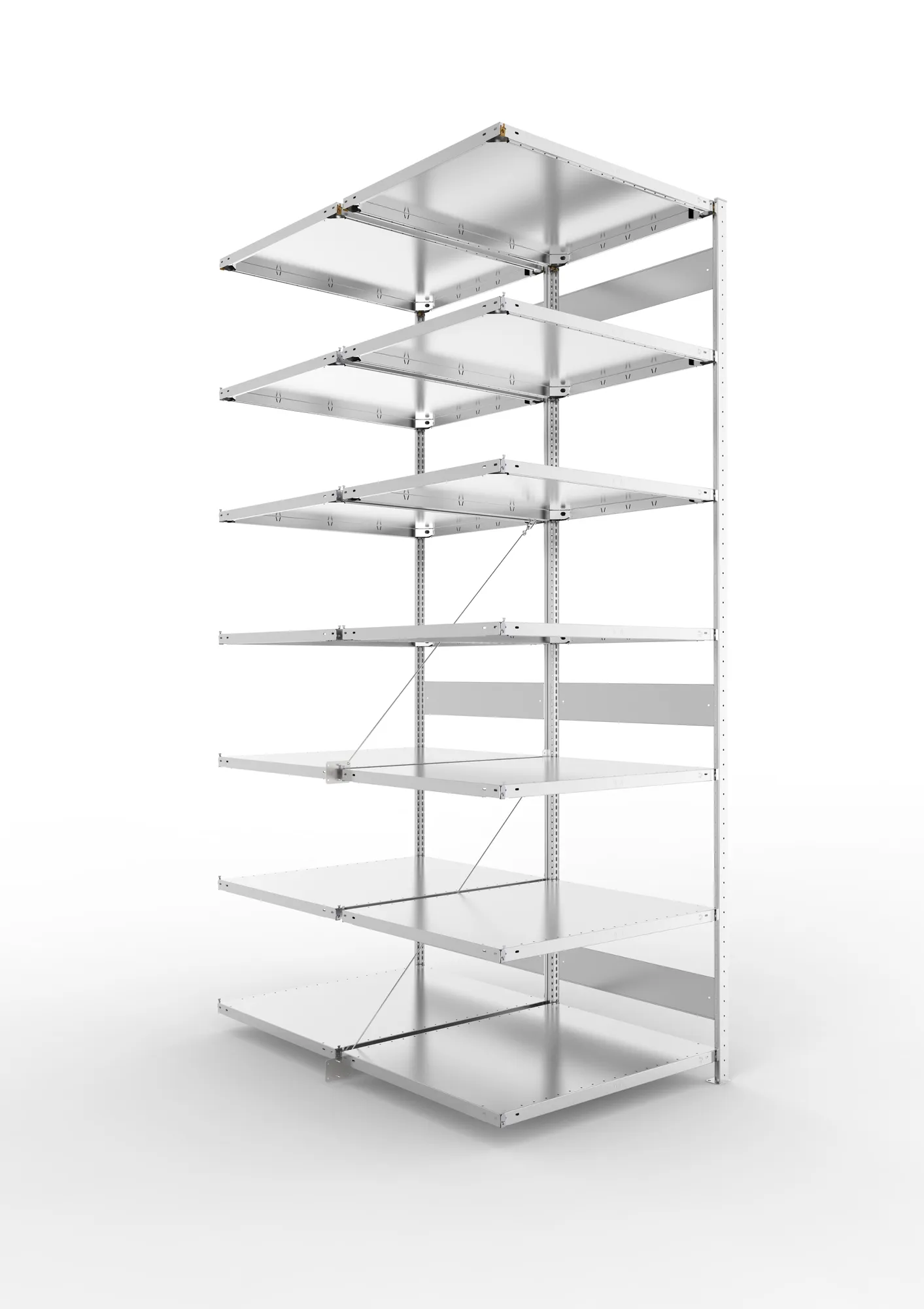 META CLIP | Fachbodenregal | Doppel-Anbauregal | 3000 x 1000 x 800 mm | Fachlast 230 kg | 6+1 Ebenen | verzinkt