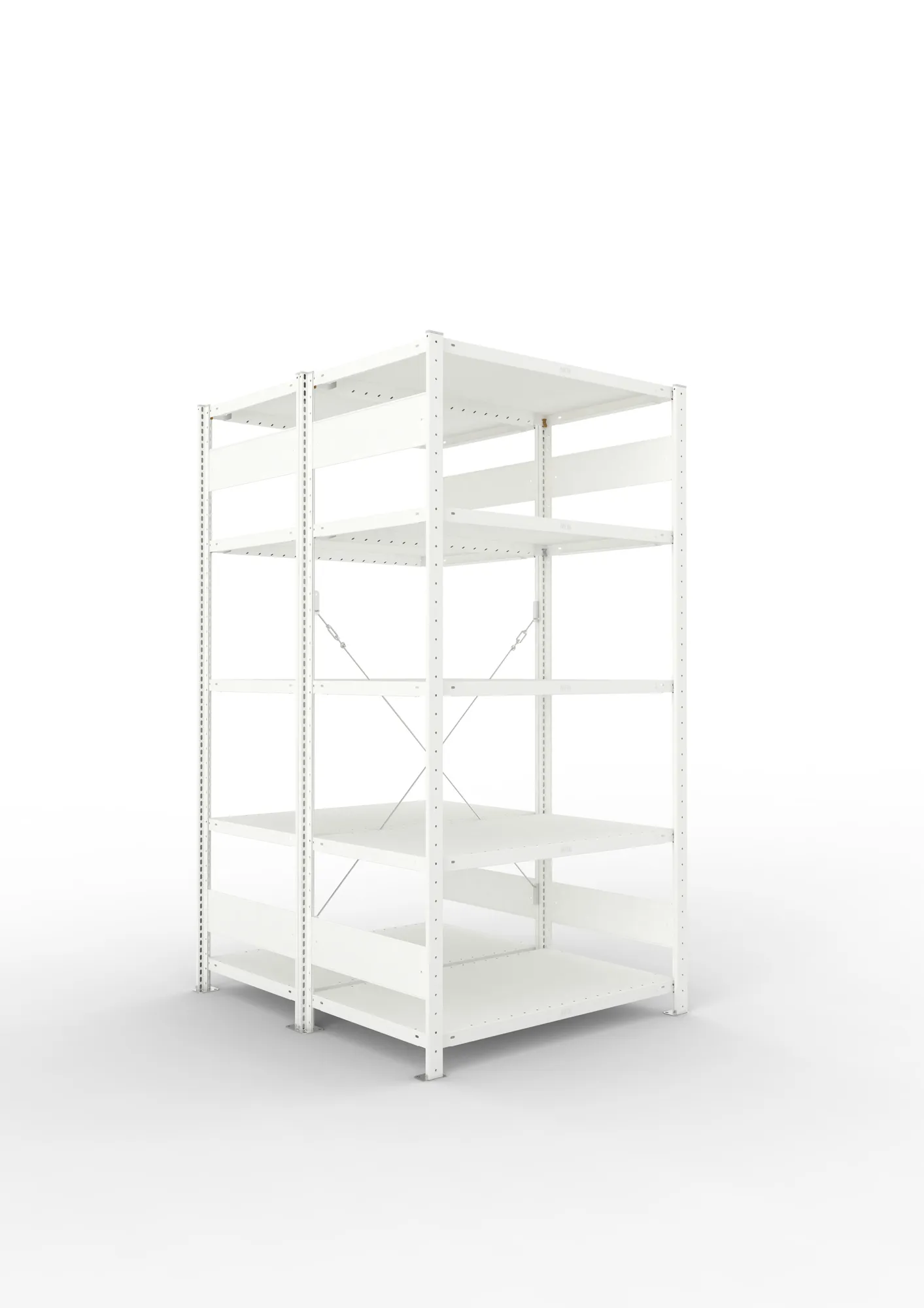META CLIP | Fachbodenregal | Doppel-Grundregal | 2000 x 1000 x 600 mm | Fachlast 100 kg | 4+1 Ebenen | RAL 7035