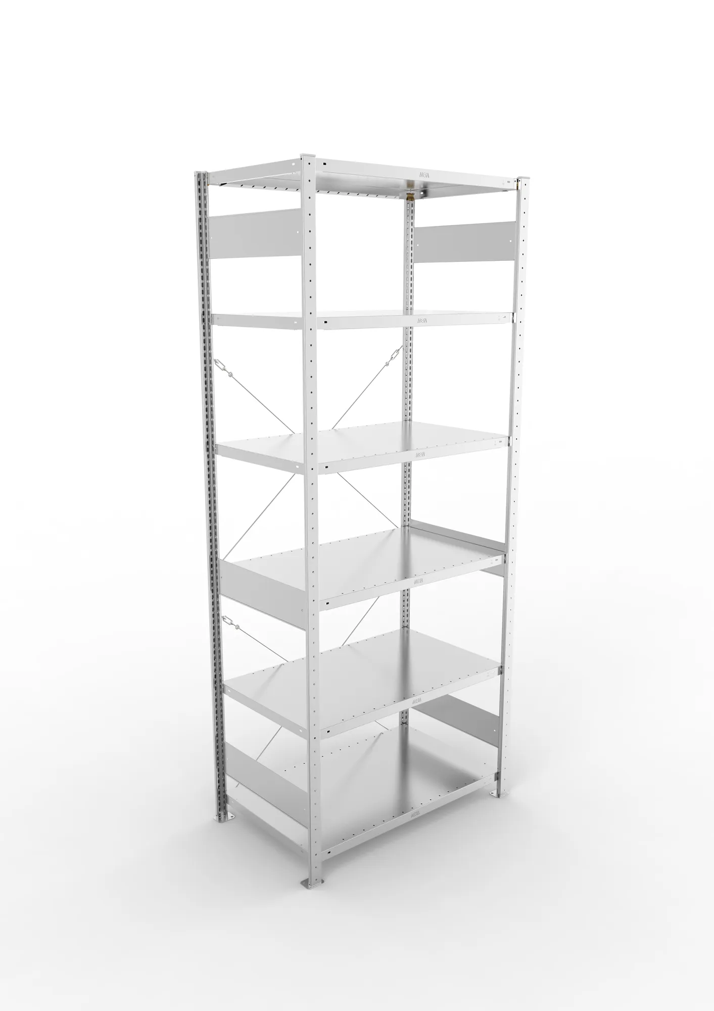 META CLIP | Fachbodenregal | Grundregal | 2500 x 1000 x 600 mm | Fachlast 100 kg | 5+1 Ebenen | verzinkt