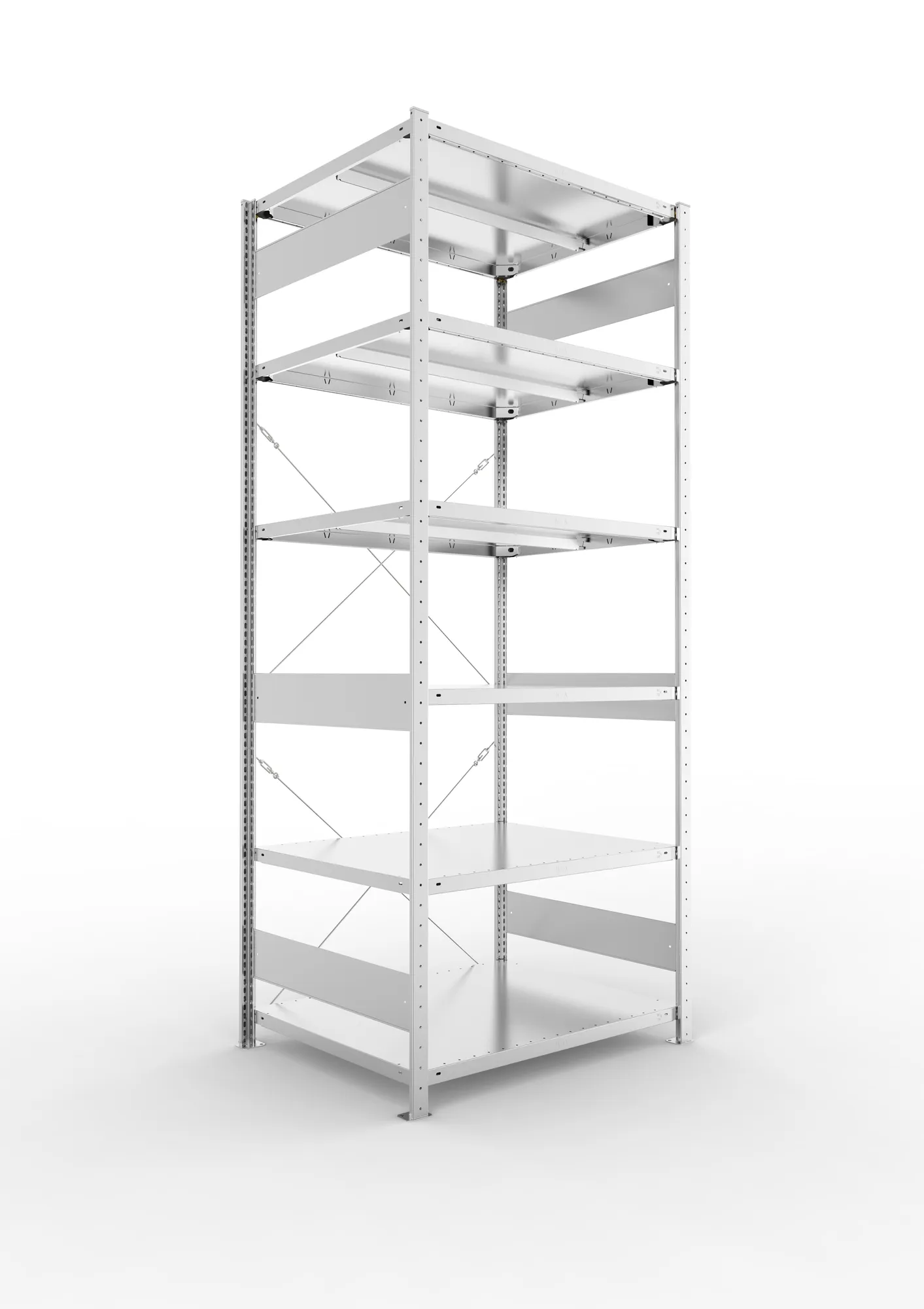 META CLIP | Fachbodenregal | Grundregal | 2500 x 1000 x 800 mm | Fachlast 330 kg | 5+1 Ebenen | verzinkt