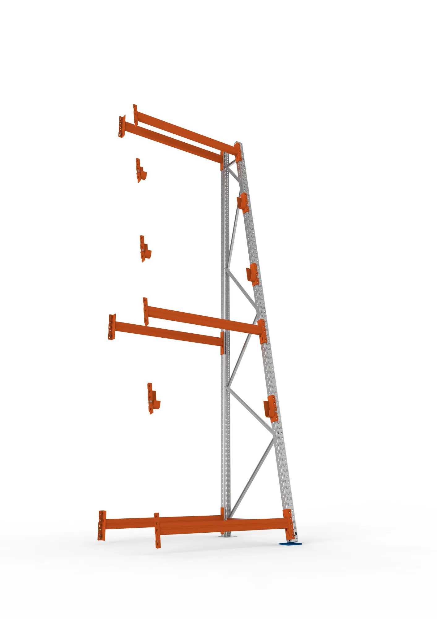 META MULTIPAL | Kabeltrommelregal | Anbauregal | 4400 x 1300 x 1100 mm | Feldlast 2250 kg | 3 Ebenen | Typ 3/A-Ständer | verzinkt