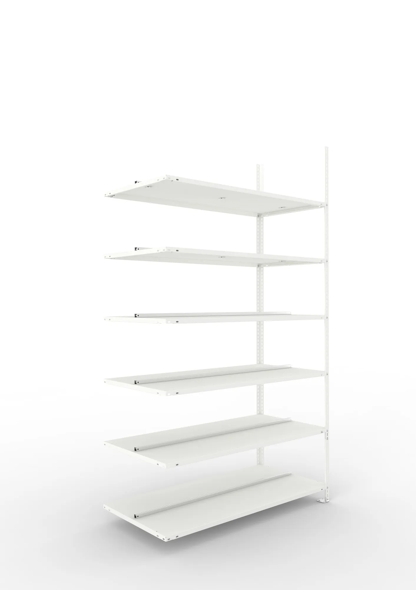 META FIX COMPACT | Büro-Schraubregal | Anbauregal | 2200 x 1250 x 600 mm | Fachlast 100 kg | 6 Ebenen | RAL 7035