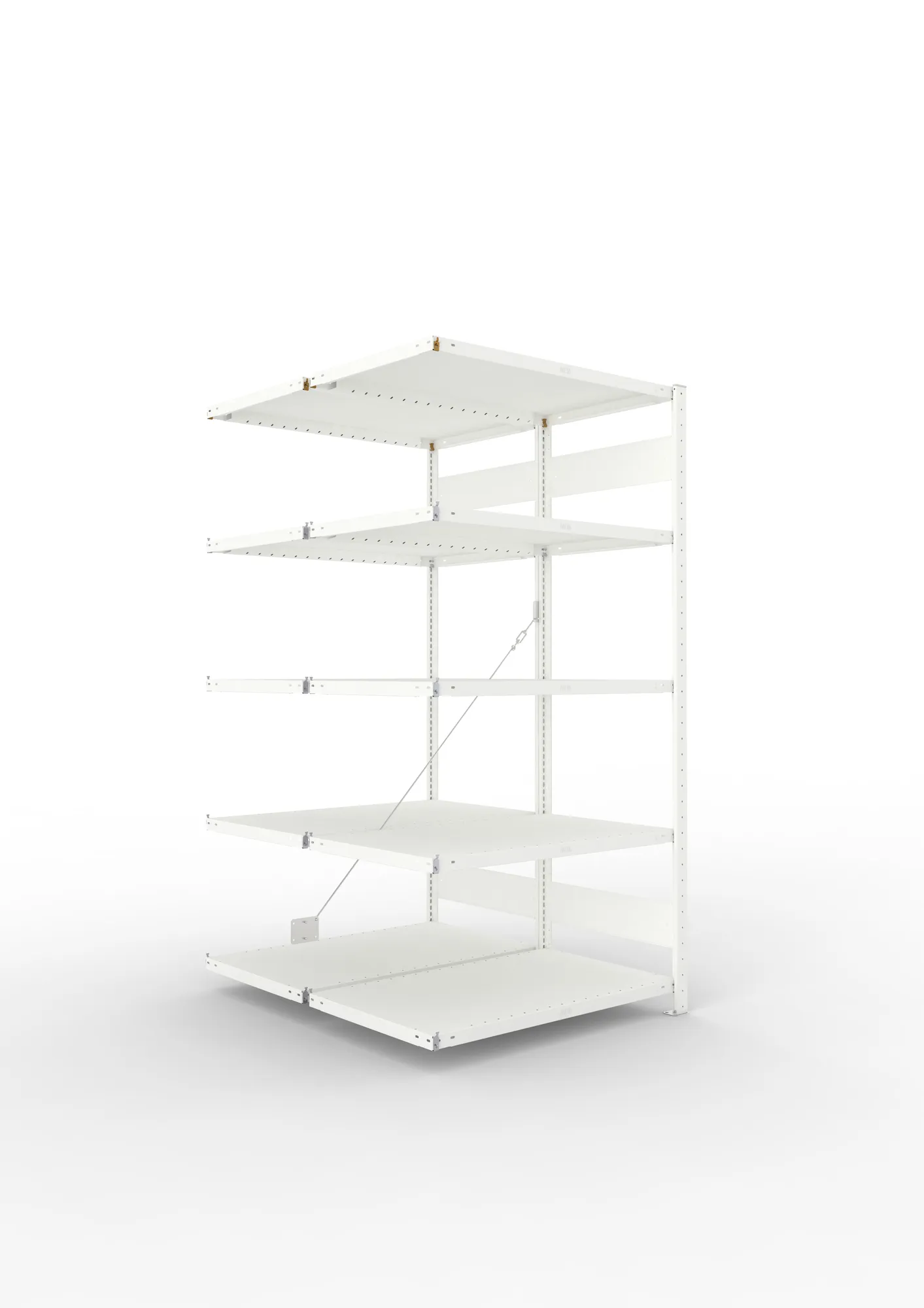 META CLIP | Fachbodenregal | Doppel-Anbauregal | 2000 x 1000 x 600 mm | Fachlast 230 kg | 4+1 Ebenen | RAL 7035