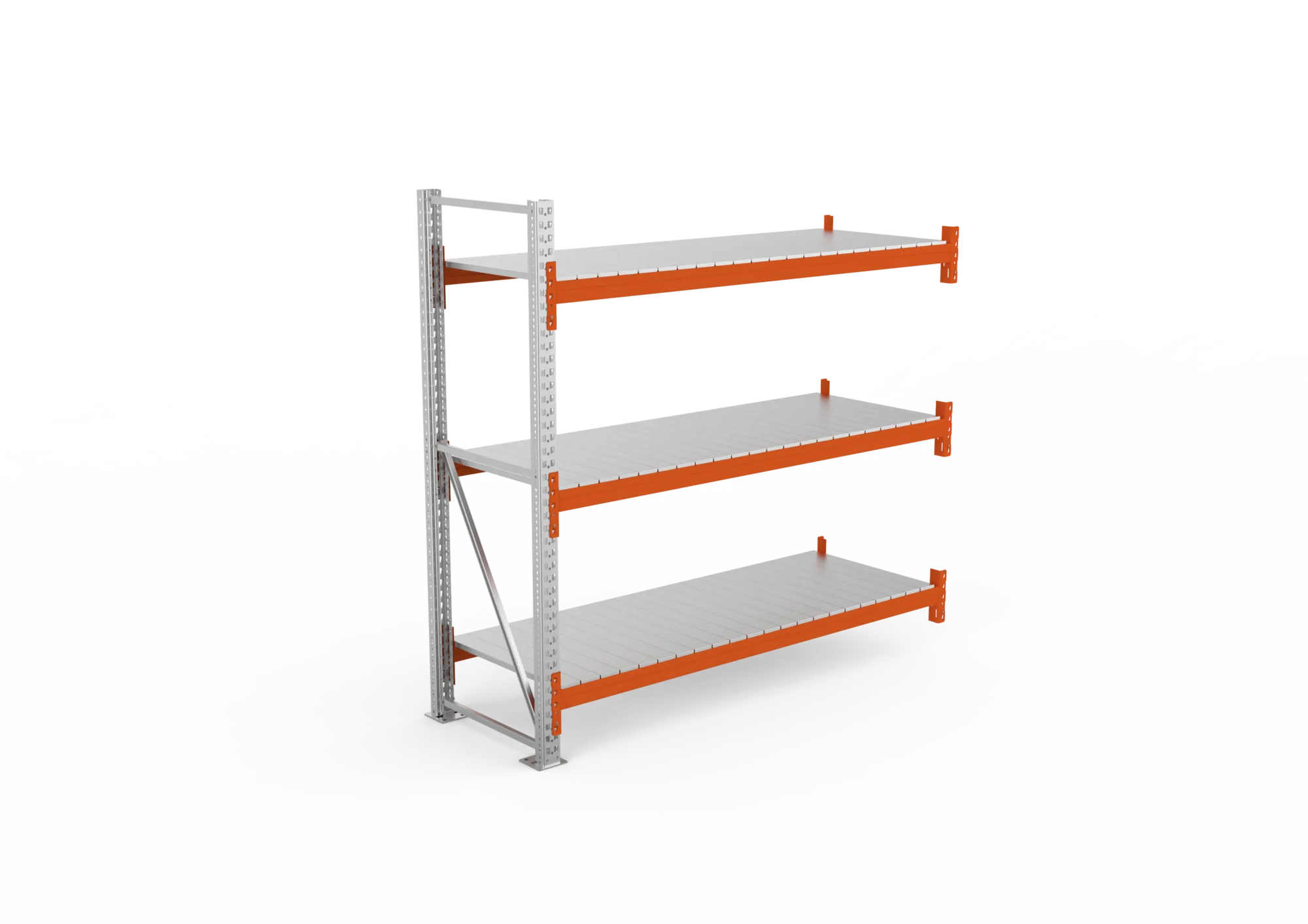 META MULTIPAL | Großfachregal | Anbauregal | 2200 x 2225 x 800 mm | Fachlast 1900 kg | 3 Ebenen | Stahlpaneele | verzinkt