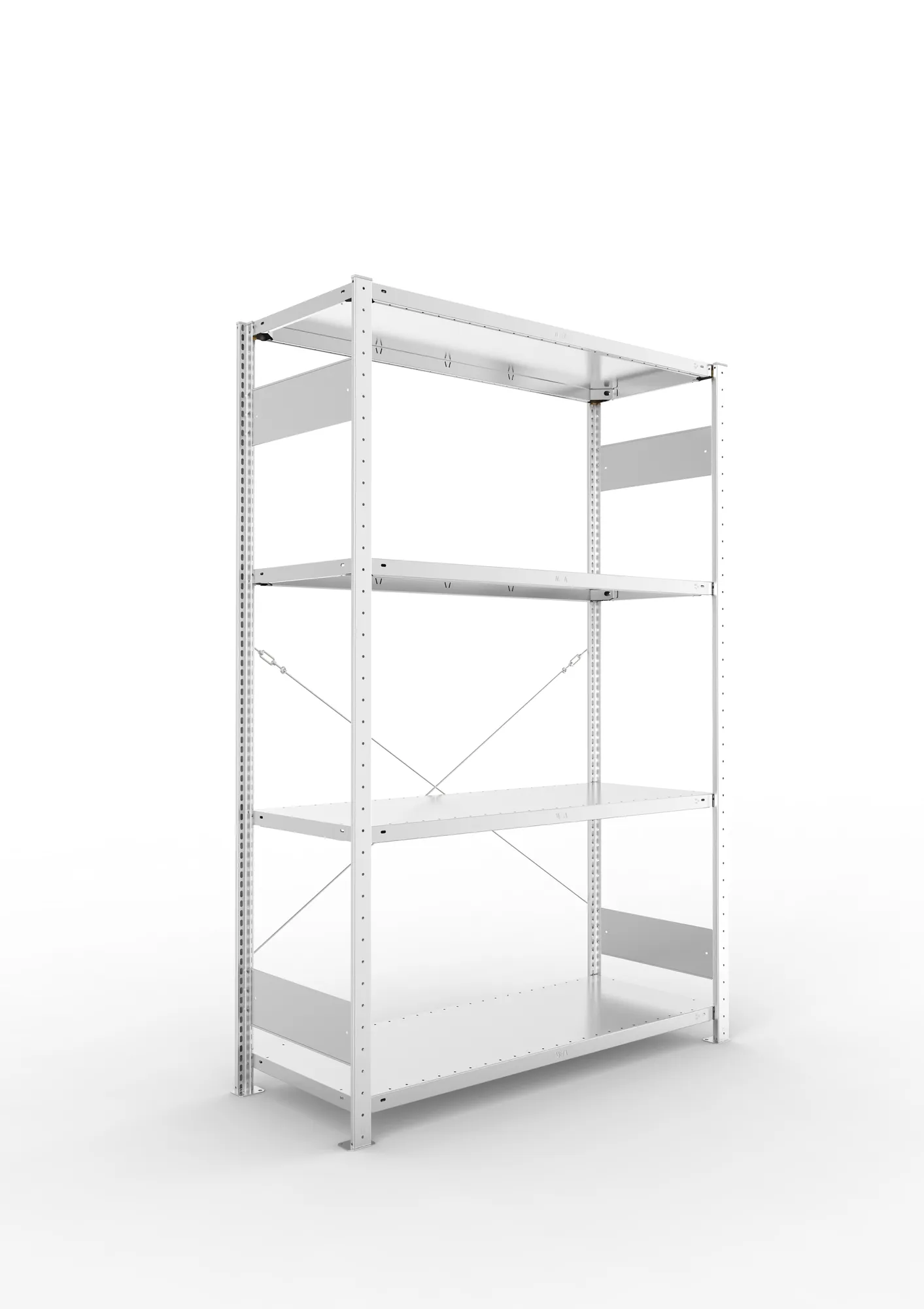META CLIP S3 | Fachbodenregal | Grundregal | 2000 x 1300 x 500 mm | Fachlast 230 kg | 3+1 Ebenen | verzinkt