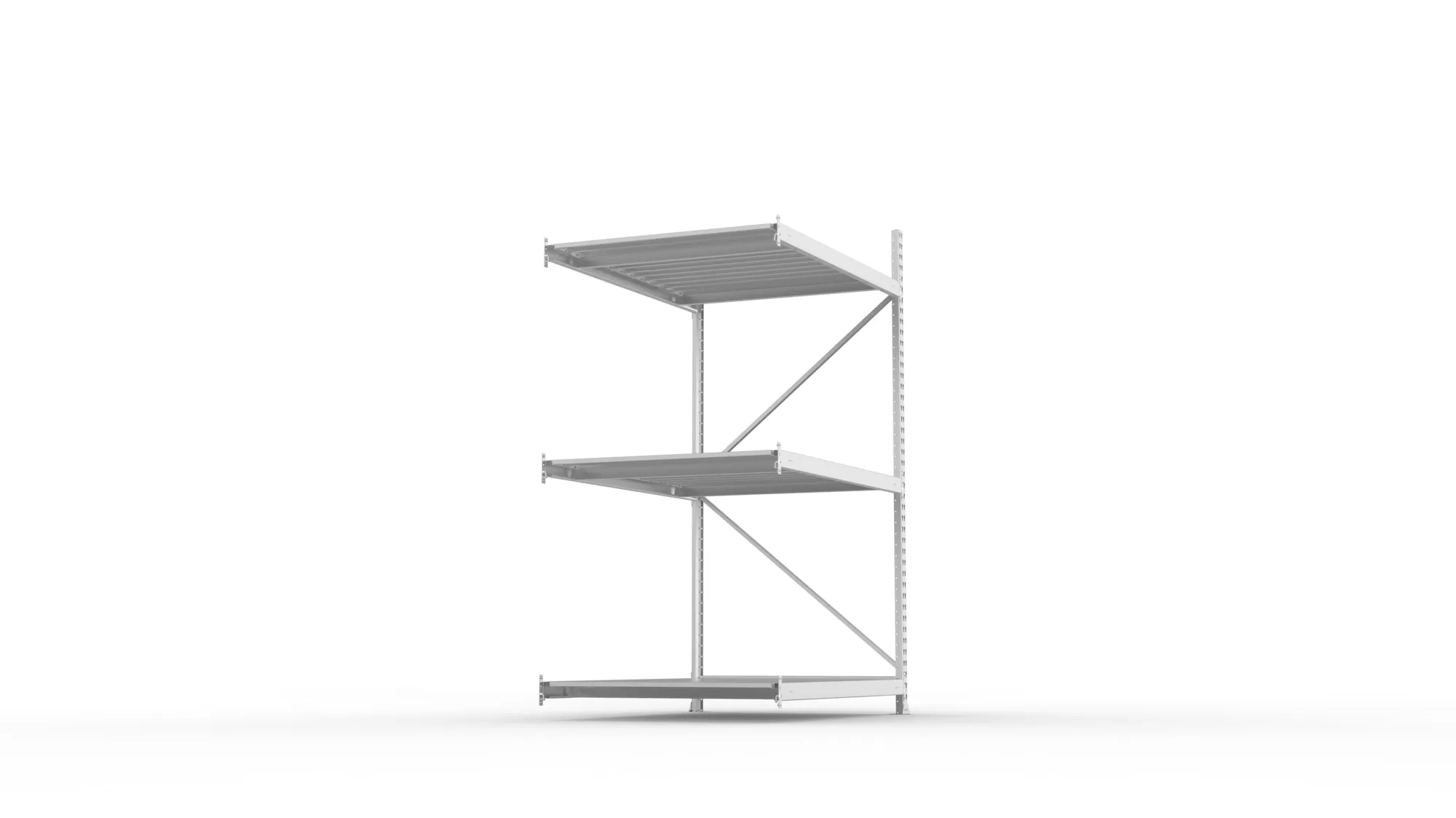 META MINI-RACK Weitspannregal | Anbauregal | 2200 x 1400 x 1050 mm | Fachlast 600 kg | Stahlpaneelböden | 3 Ebenen