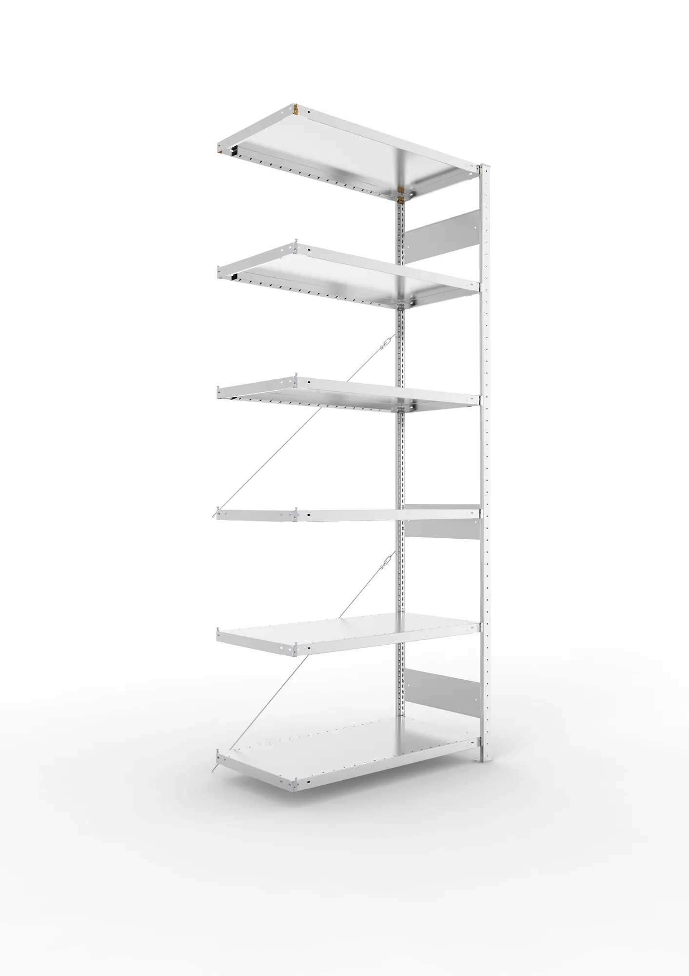 META CLIP S3 | Fachbodenregal | Anbauregal | 2500 x 1000 x 500 mm | Fachlast 100 kg | 5+1 Ebenen | verzinkt