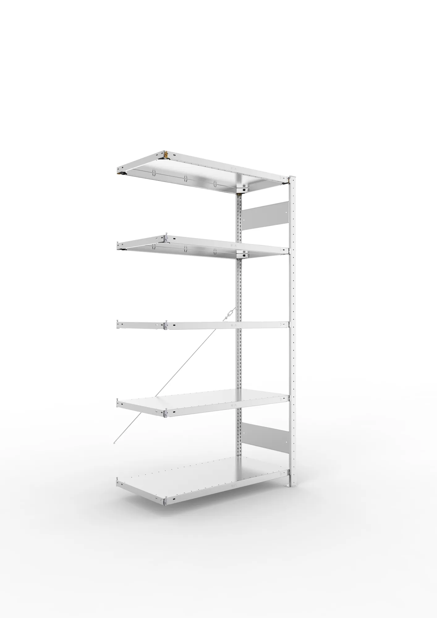 META CLIP | Fachbodenregal | Anbauregal | 2000 x 1000 x 500 mm | Fachlast 150 kg | 4+1 Ebenen | verzinkt