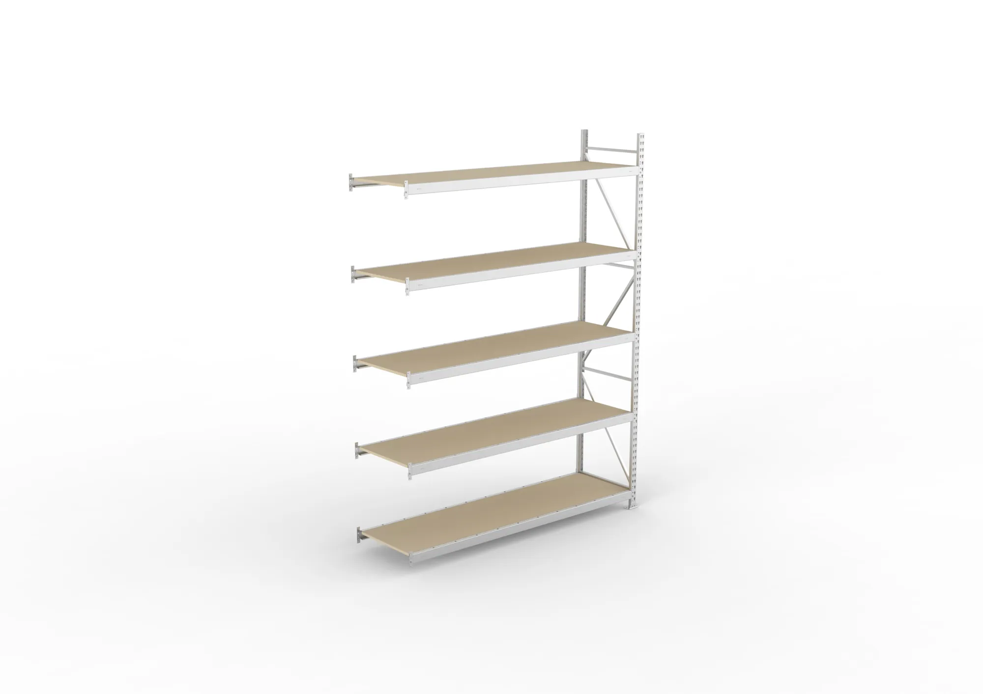 META MINI-RACK Weitspannregal | Anbauregal | 3000 x 2200 x 650 mm | Fachlast 600 kg | Spanplattenböden | 5 Ebenen