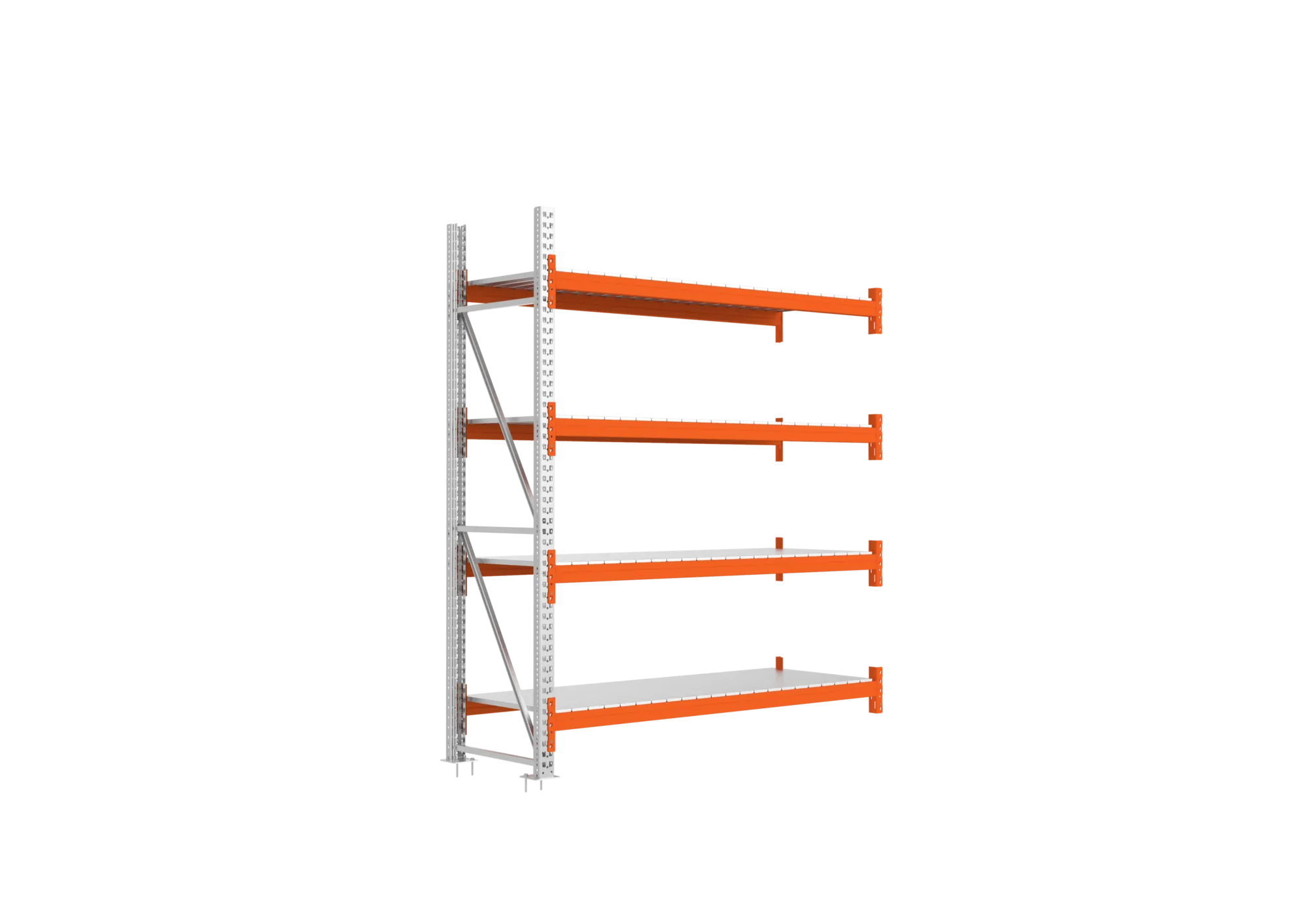 META MULTIPAL | Großfachregal | Anbauregal | 2700 x 2225 x 800 mm | Fachlast 1900 kg | 4 Ebenen | Stahlpaneele | verzinkt