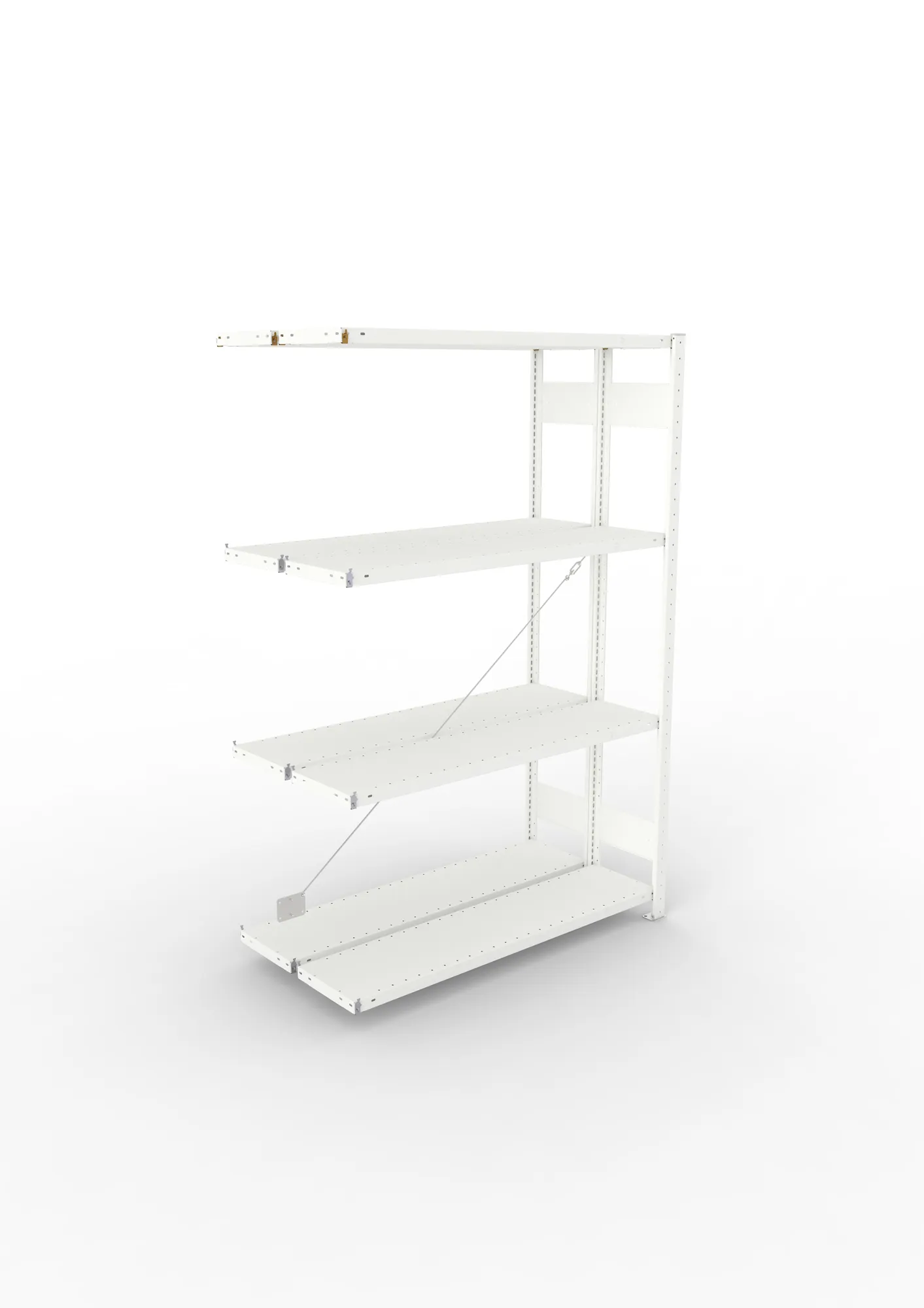 META CLIP | Fachbodenregal | Doppel-Anbauregal | 2000 x 1300 x 300 mm | Fachlast 230 kg | 3+1 Ebenen | RAL 7035
