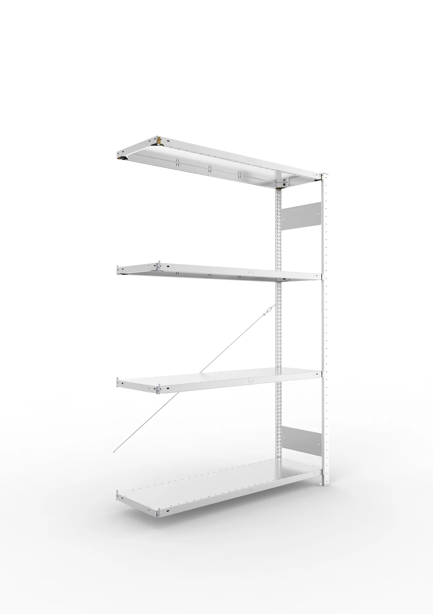 META CLIP S3 | Fachbodenregal | Anbauregal | 2000 x 1300 x 400 mm | Fachlast 230 kg | 3+1 Ebenen | verzinkt