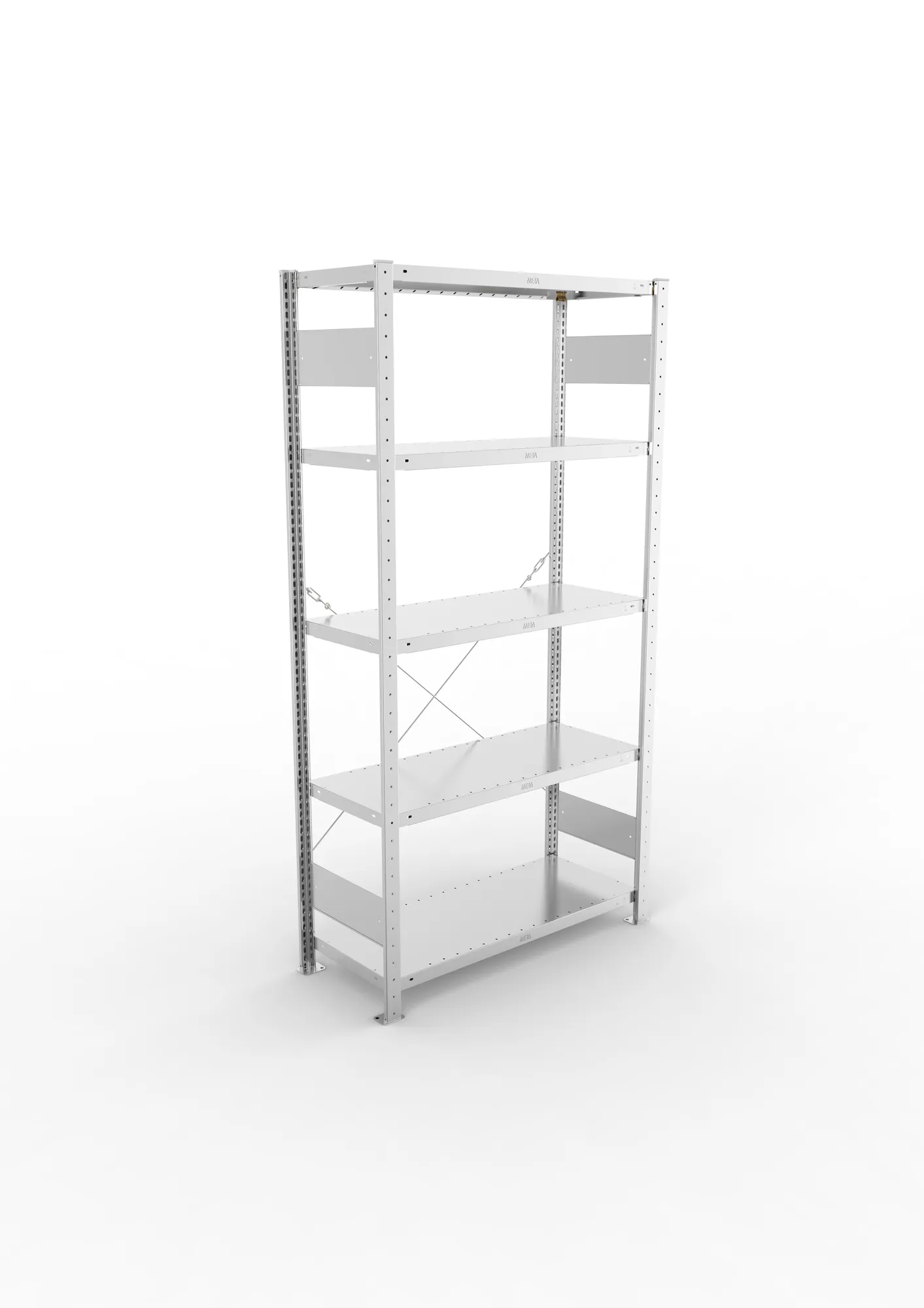META CLIP | Fachbodenregal | Grundregal | 2000 x 1000 x 400 mm | Fachlast 100 kg | 4+1 Ebenen | verzinkt