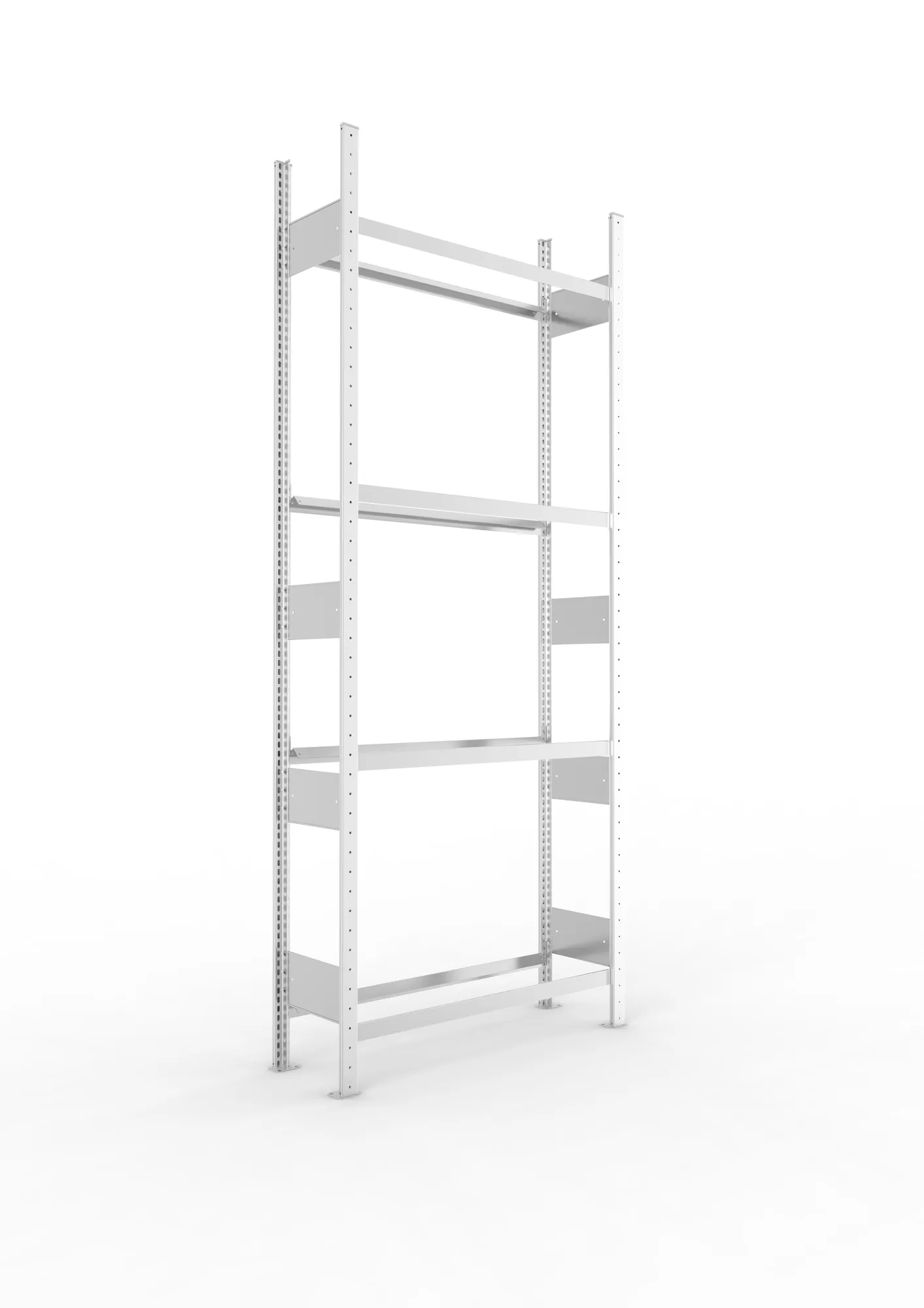 META CLIP S3 | Felgenregal | Grundregal | 2000 x 1300 x 300 mm | Fachlast 150 kg | 4 Ebenen | verzinkt