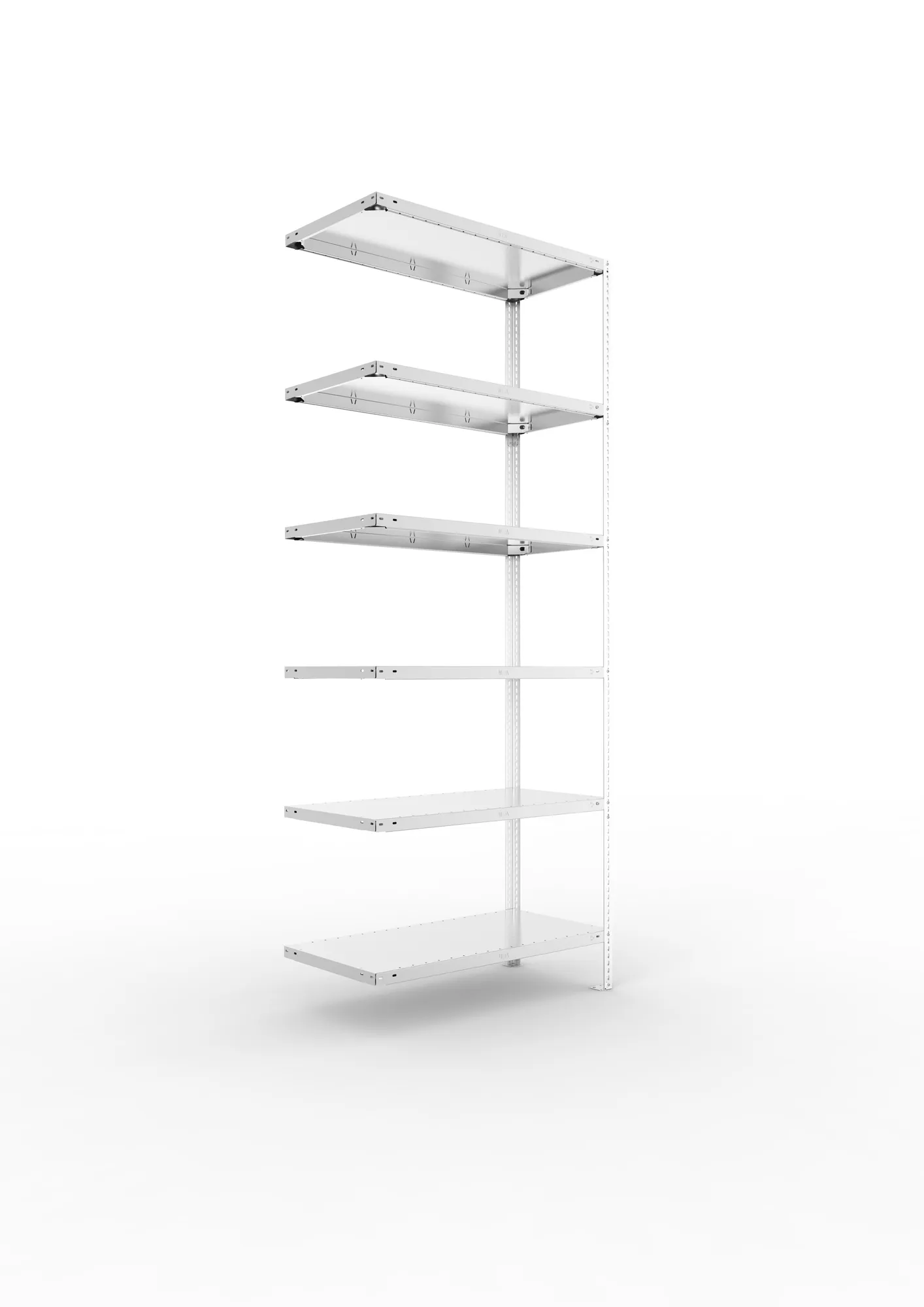 META FIX | Fachbodenregal | Anbauregal | 2500 x 1000 x 500 mm | Fachlast 150 kg | 6 Ebenen | verzinkt