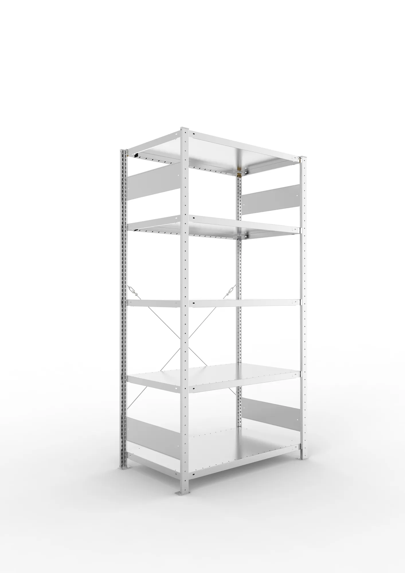 META CLIP S3 | Fachbodenregal | Grundregal | 2000 x 1000 x 600 mm | Fachlast 230 kg | 4+1 Ebenen | verzinkt