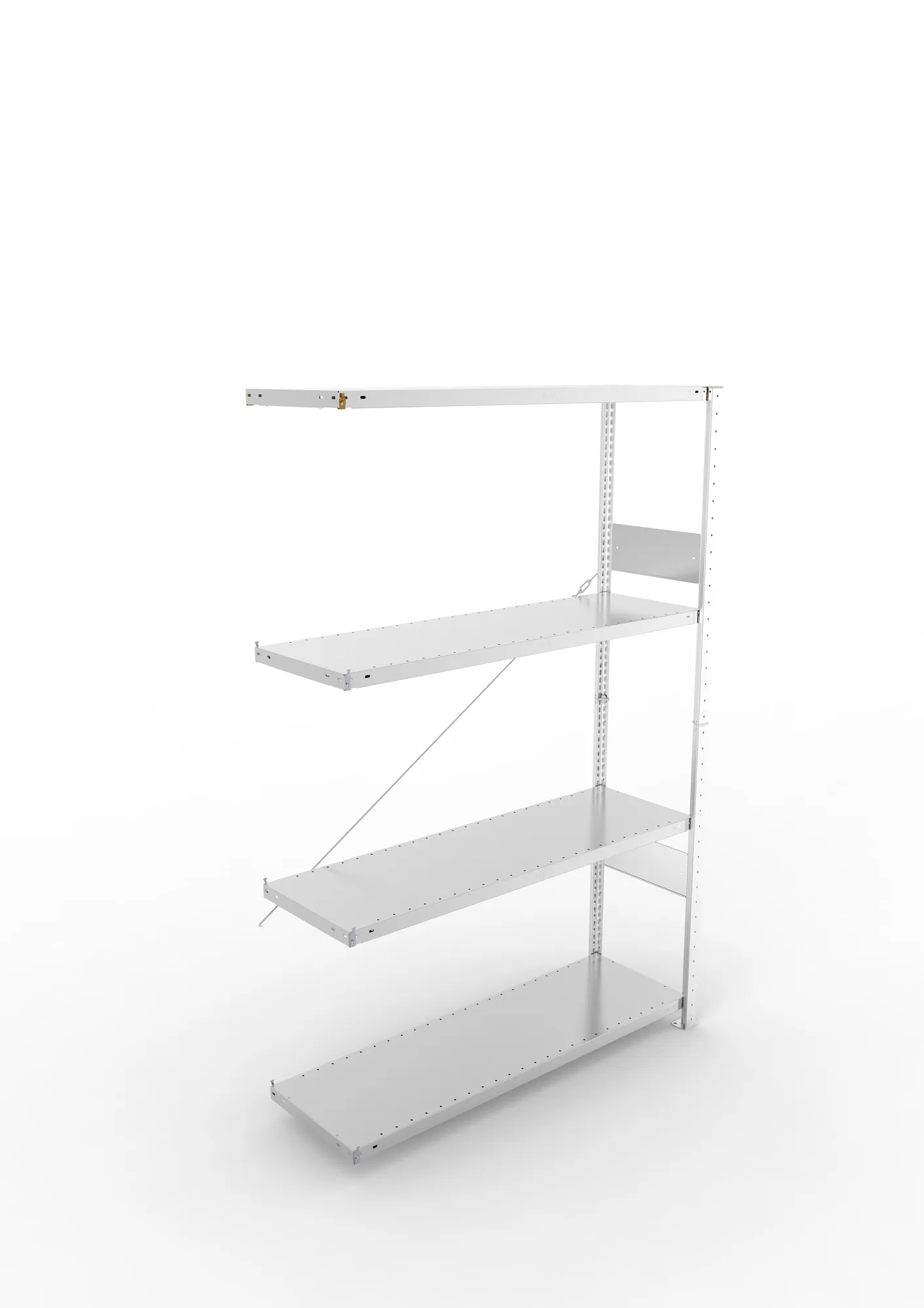 META CLIP SPLIT | Fachbodenregal | Anbauregal | 2000 x 1300 x 400 mm | Fachlast 150 kg | 3+1 Ebenen | verzinkt