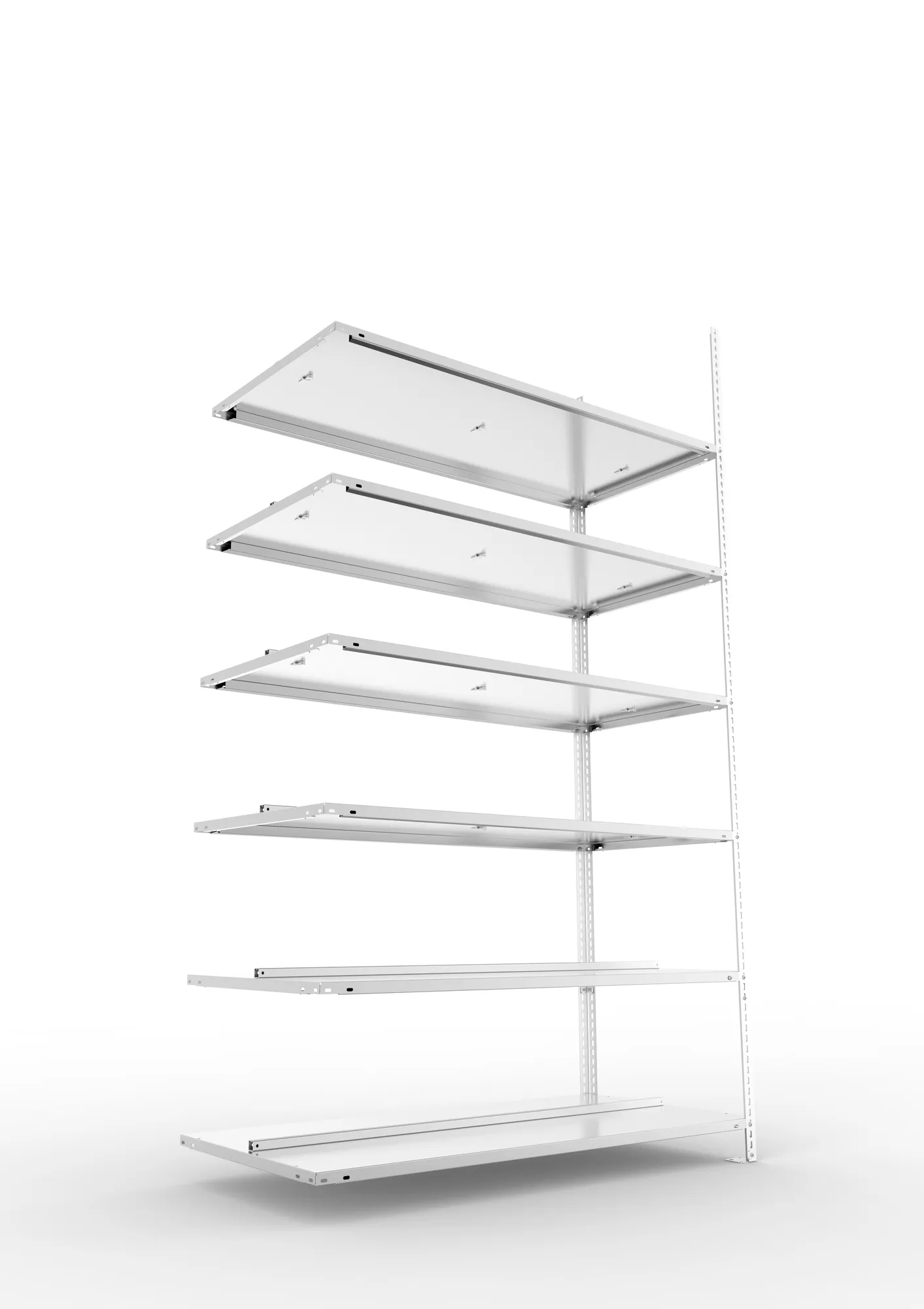 META FIX COMPACT | Büro-Schraubregal | Anbauregal | 2200 x 1250 x 600 mm | Fachlast 100 kg | 6 Ebenen | verzinkt