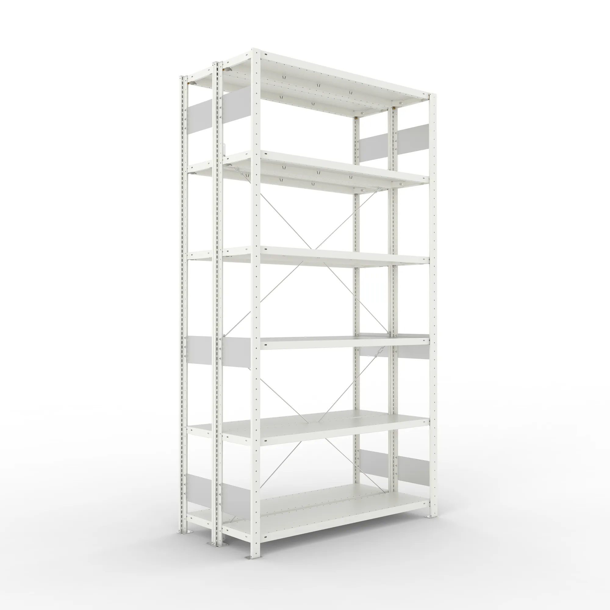META CLIP S3 | Fachbodenregal | Doppel-Grundregal | 2500 x 1300 x 300 mm | Fachlast 230 kg | 5+1 Ebenen | RAL 7035