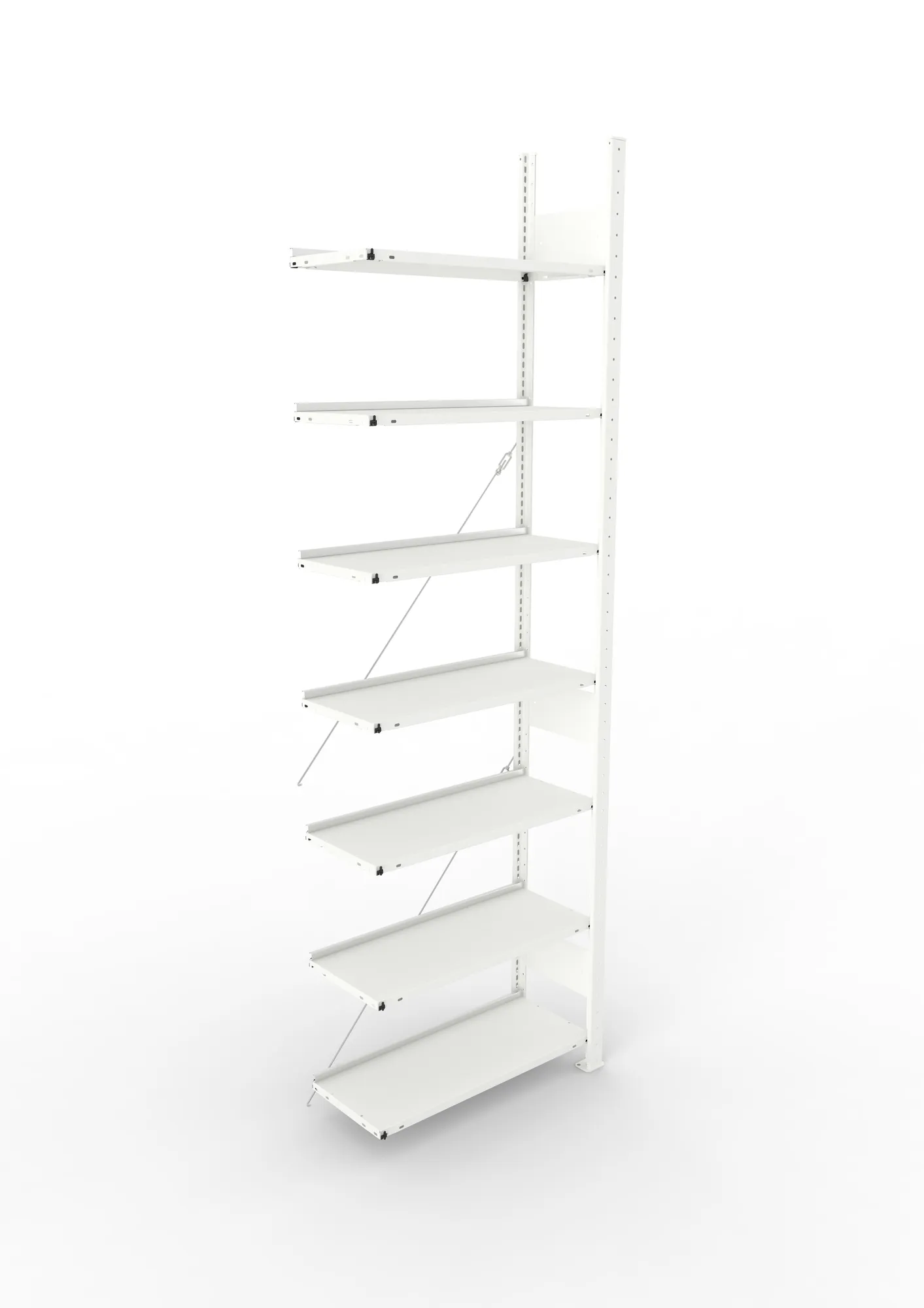 META COMPACT | Büro-Steckregal | Anbauregal | 2500 x 750 x 300 mm | Fachlast 80 kg | 7 Ebenen | RAL 7035