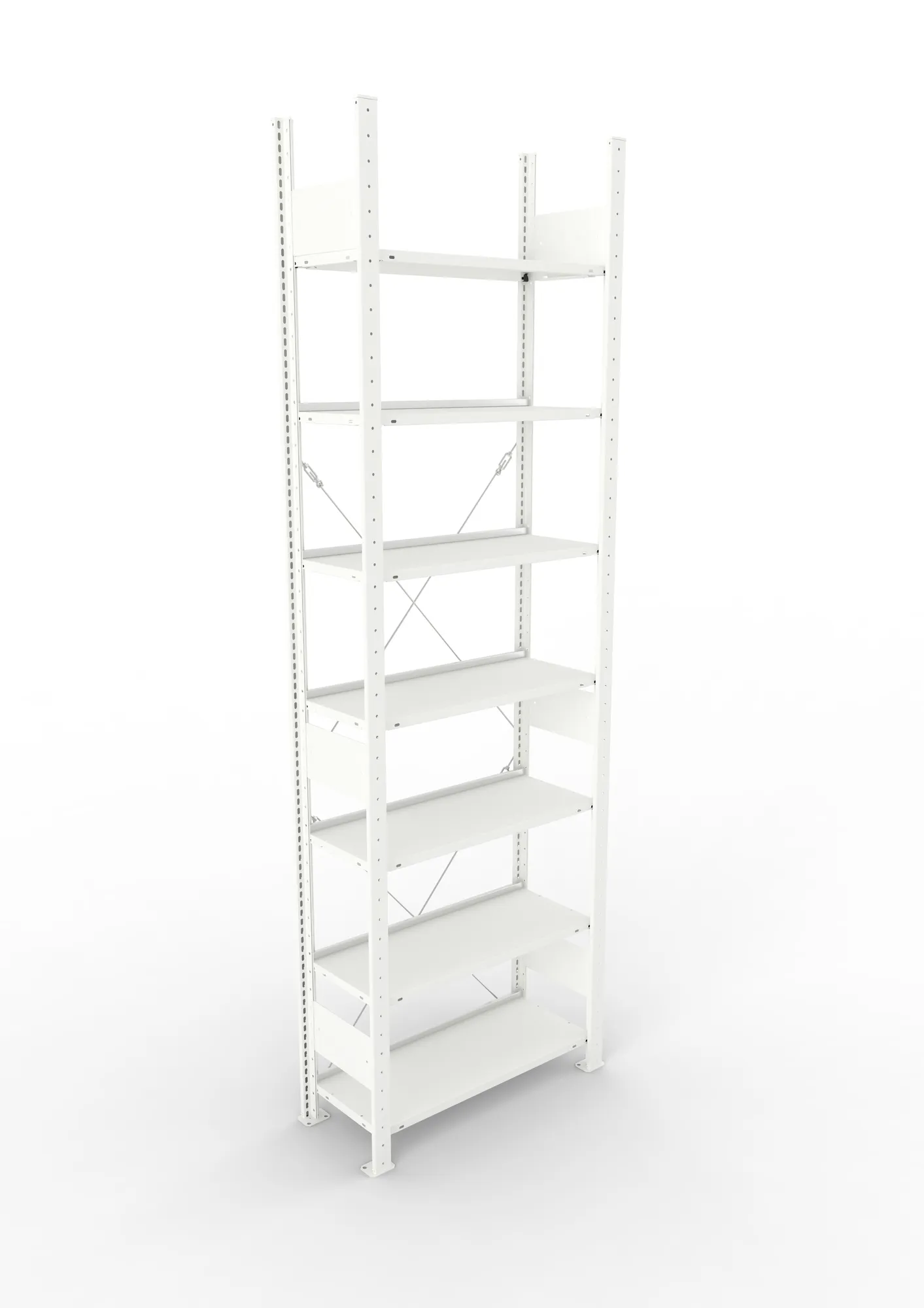 META COMPACT | Büro-Steckregal | Grundregal | 2500 x 750 x 300 mm | Fachlast 80 kg | 7 Ebenen | RAL 7035