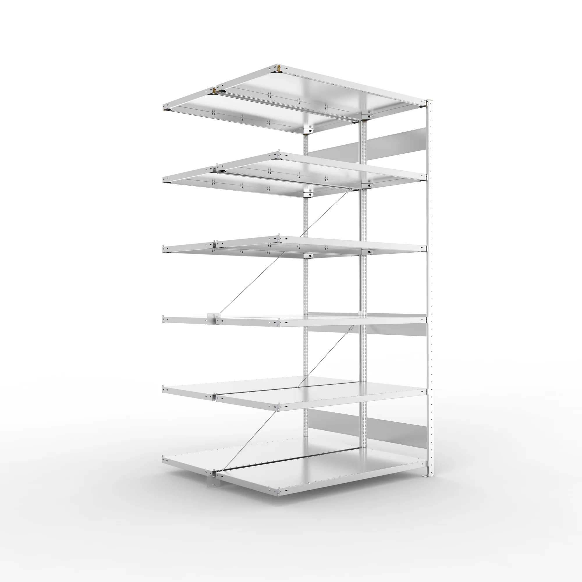 META CLIP S3 | Fachbodenregal | Doppel-Anbauregal | 2500 x 1300 x 600 mm | Fachlast 150 kg | 5+1 Ebenen | verzinkt