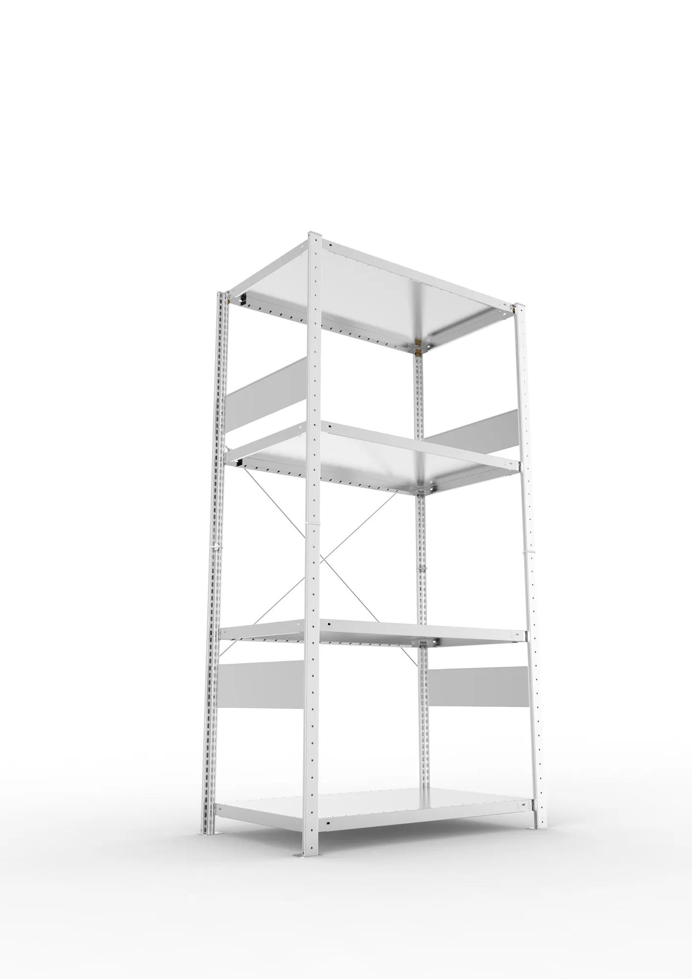 META CLIP SPLIT | Fachbodenregal | Grundregal | 2000 x 1000 x 600 mm | Fachlast 230 kg | 3+1 Ebenen | verzinkt