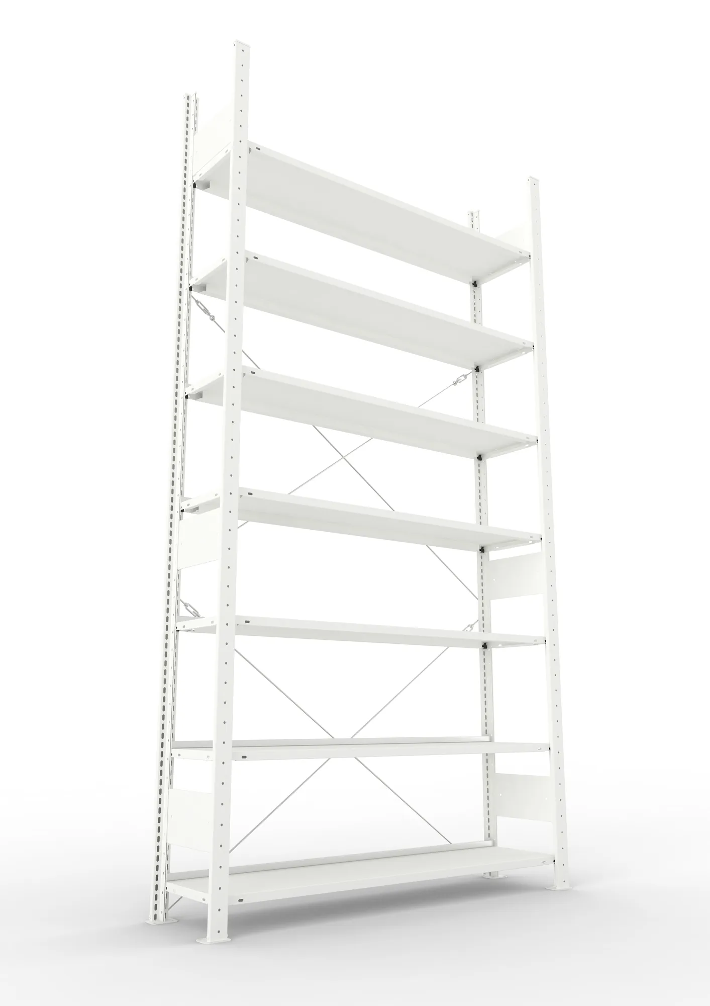 META COMPACT | Büro-Steckregal | Grundregal | 2500 x 1250 x 300 mm | Fachlast 80 kg | 7 Ebenen | RAL 7035