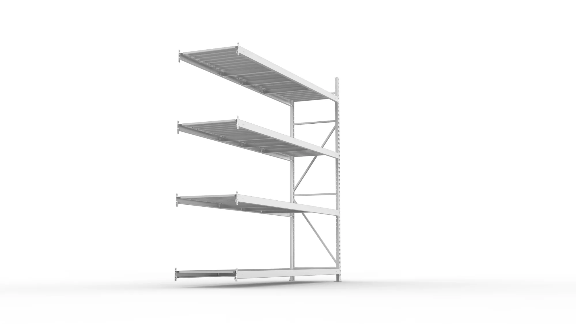META MINI-RACK Weitspannregal | Anbauregal | 2500 x 2600 x 650 mm | Fachlast 490 kg | Stahlpaneelböden | 4 Ebenen