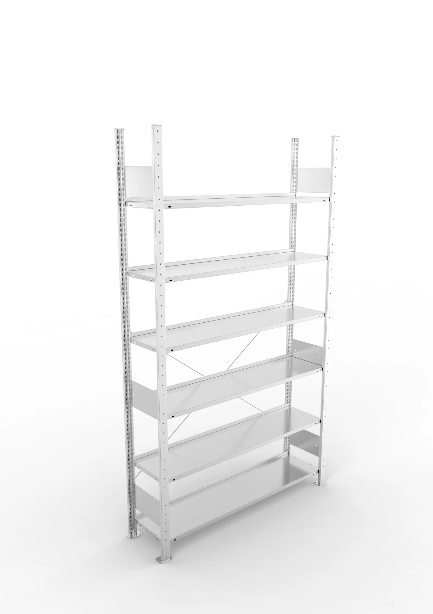 META COMPACT S3| Büro-Steckregal | Grundregal | 2200 x 1250 x 300 mm | Fachlast 80 kg | 6 Ebenen | Endanschlag | verzinkt
