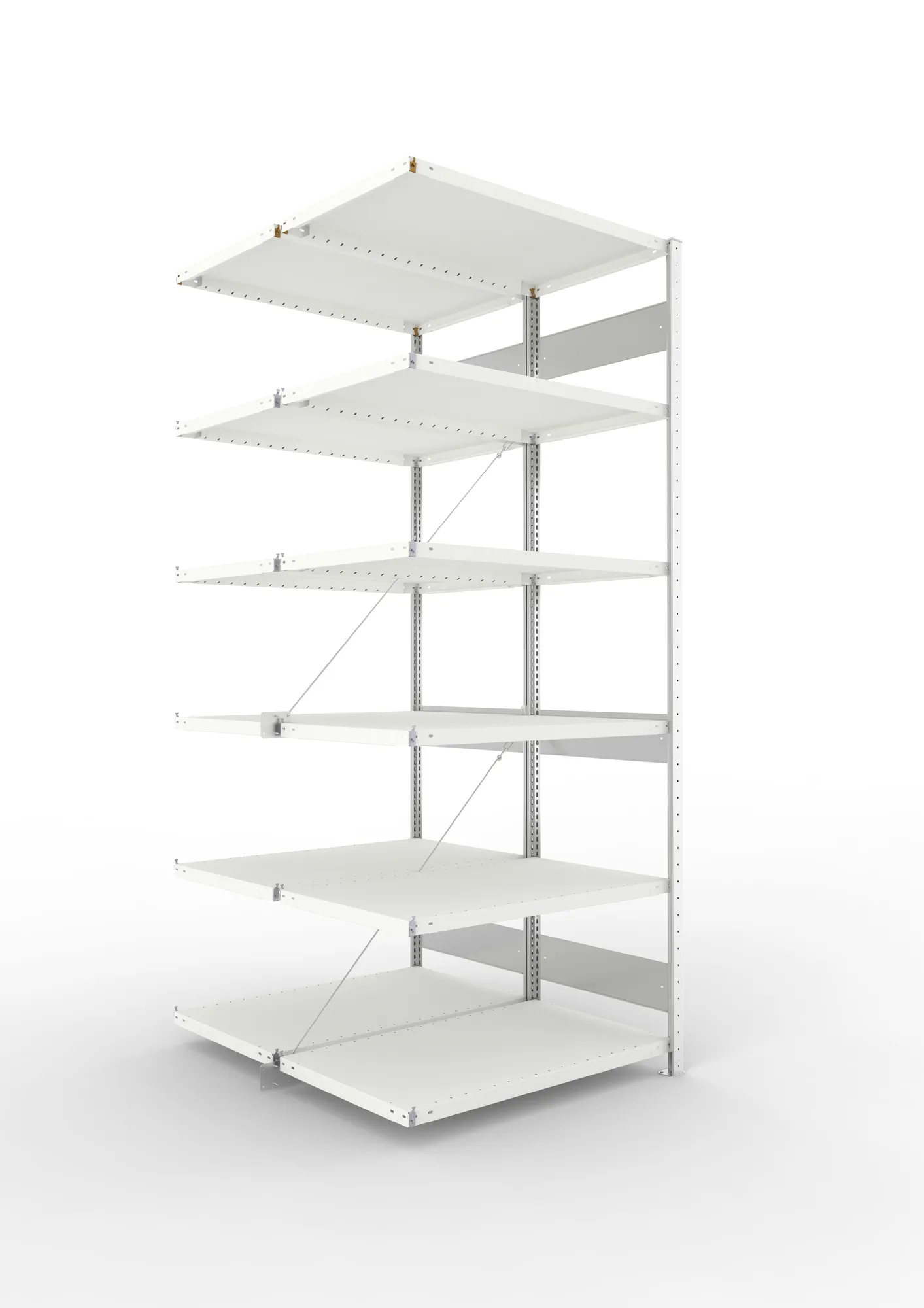 META CLIP S3 | Fachbodenregal | Doppel-Anbauregal | 2500 x 1000 x 600 mm | Fachlast 230 kg | 5+1 Ebenen | RAL 7035