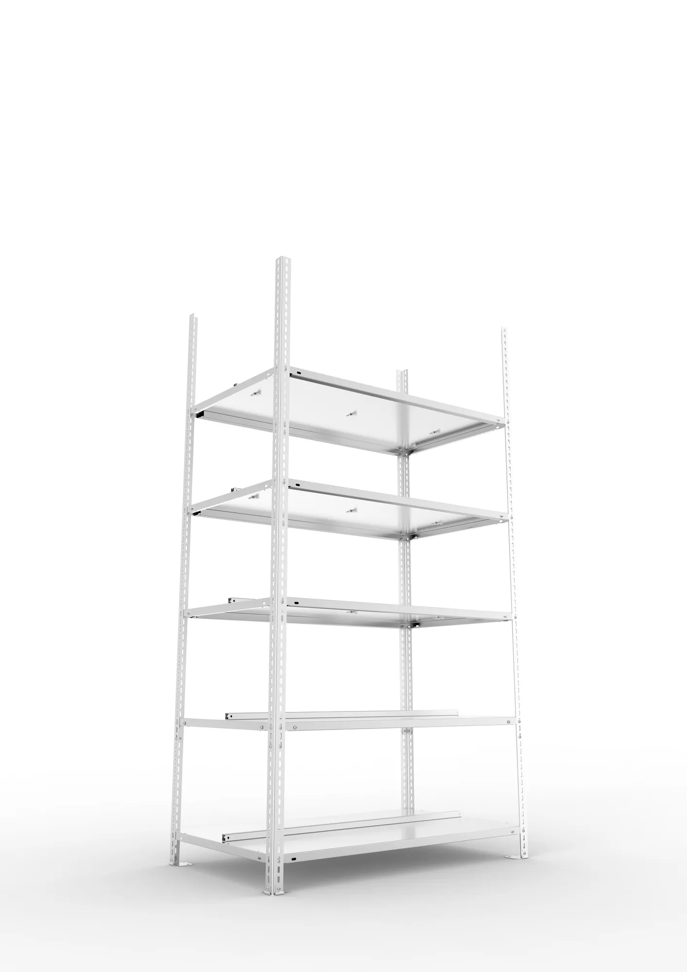 META FIX COMPACT | Büro-Schraubregal | Grundregal | 1850 x 1000 x 600 mm | 70 kg | 5 Ebenen | verzinkt