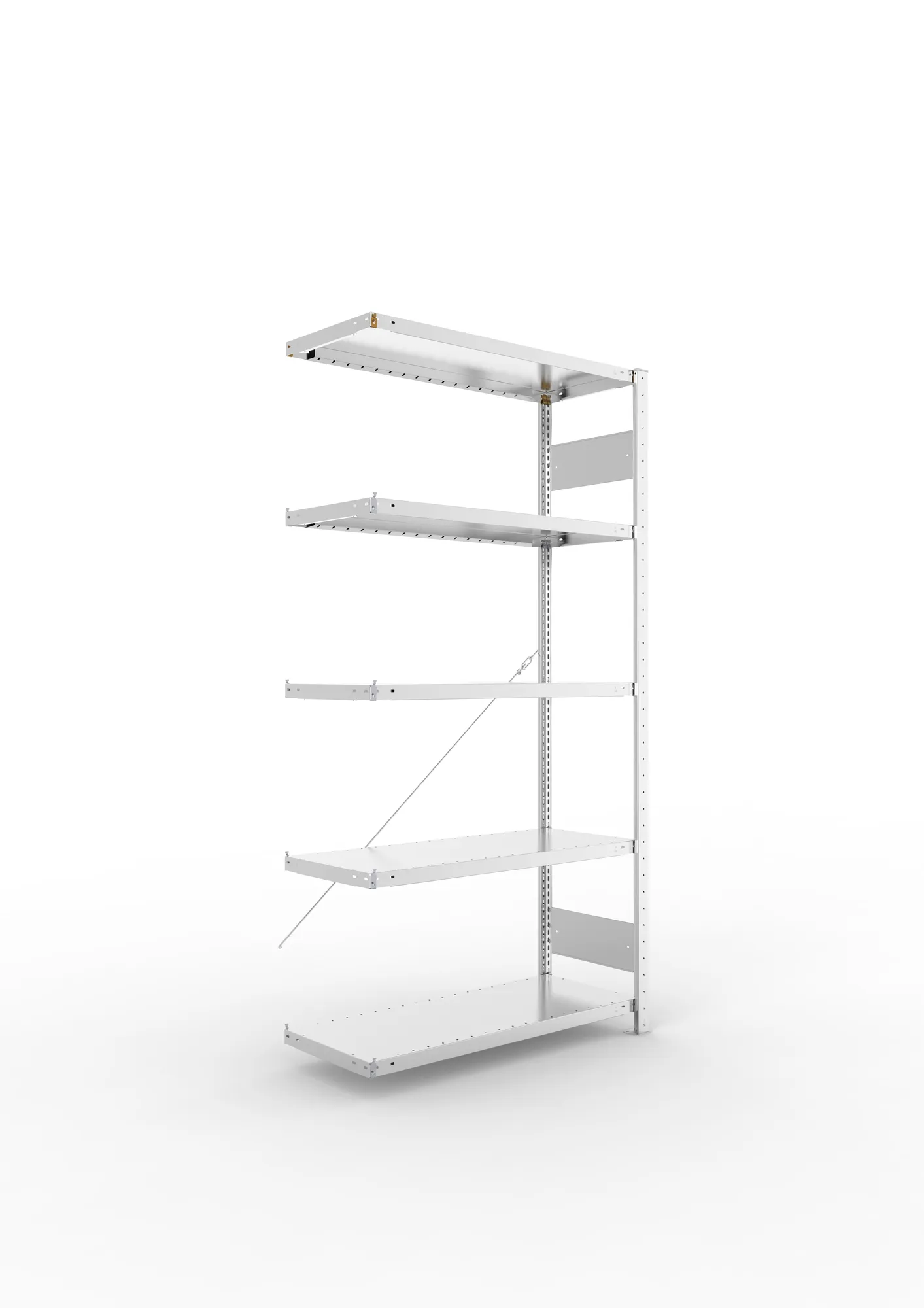 META CLIP S3 | Fachbodenregal | Anbauregal | 2000 x 1000 x 400 mm | Fachlast 230 kg | 4+1 Ebenen | verzinkt