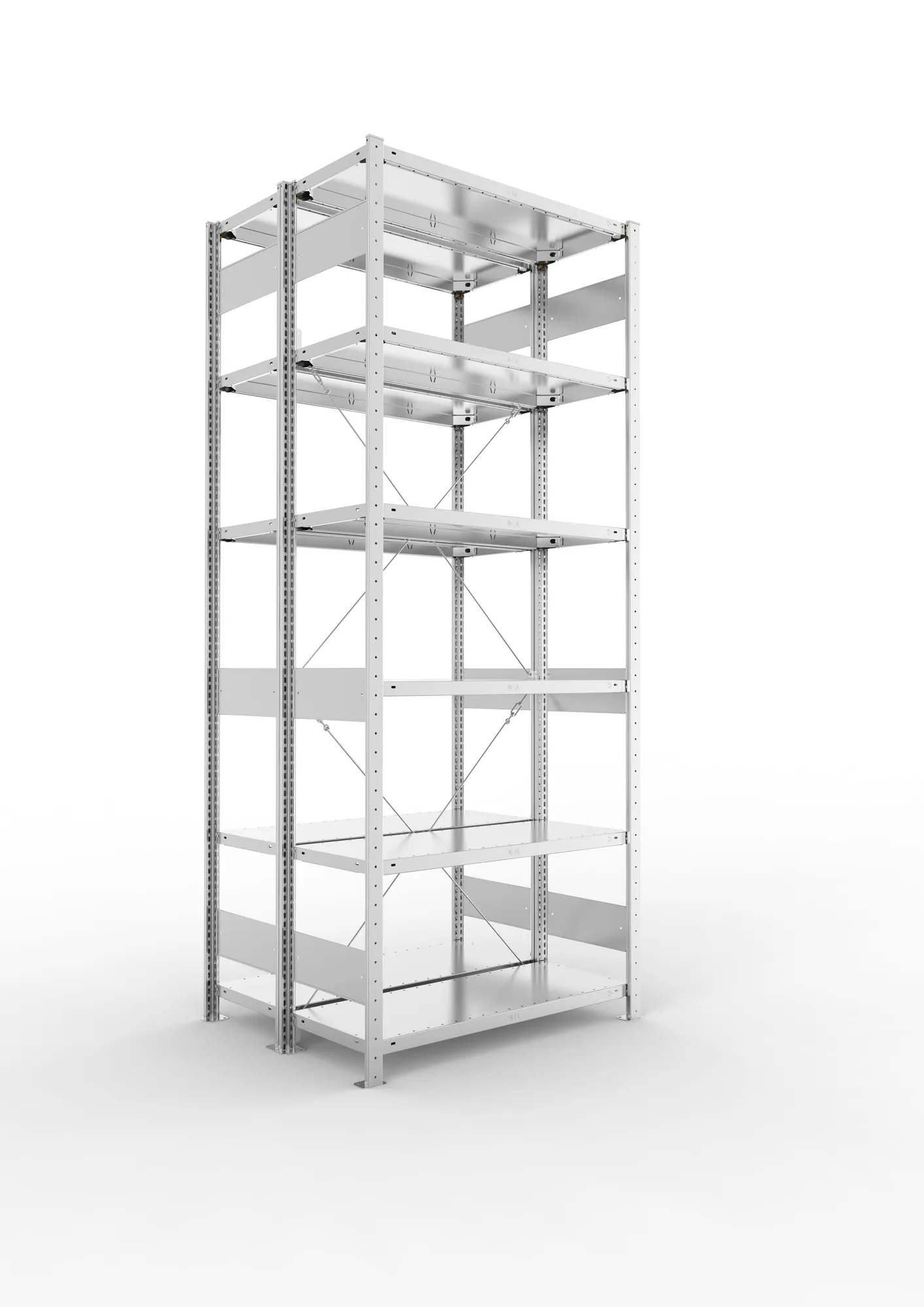 META CLIP | Fachbodenregal | Doppel-Grundregal | 2500 x 1000 x 400 mm | Fachlast 150 kg | 5+1 Ebenen | verzinkt