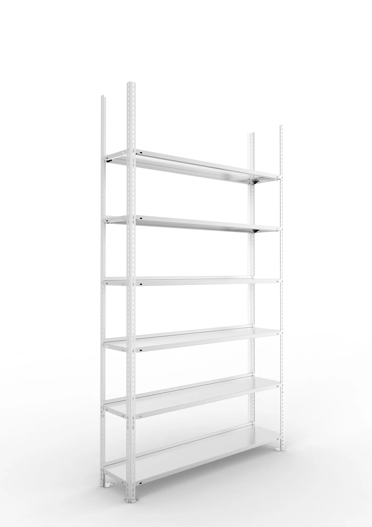 META FIX COMPACT | Büro-Schraubregal | Grundregal | 2200 x 1250 x 300 mm | Fachlast 80 kg | 6 Ebenen | verzinkt