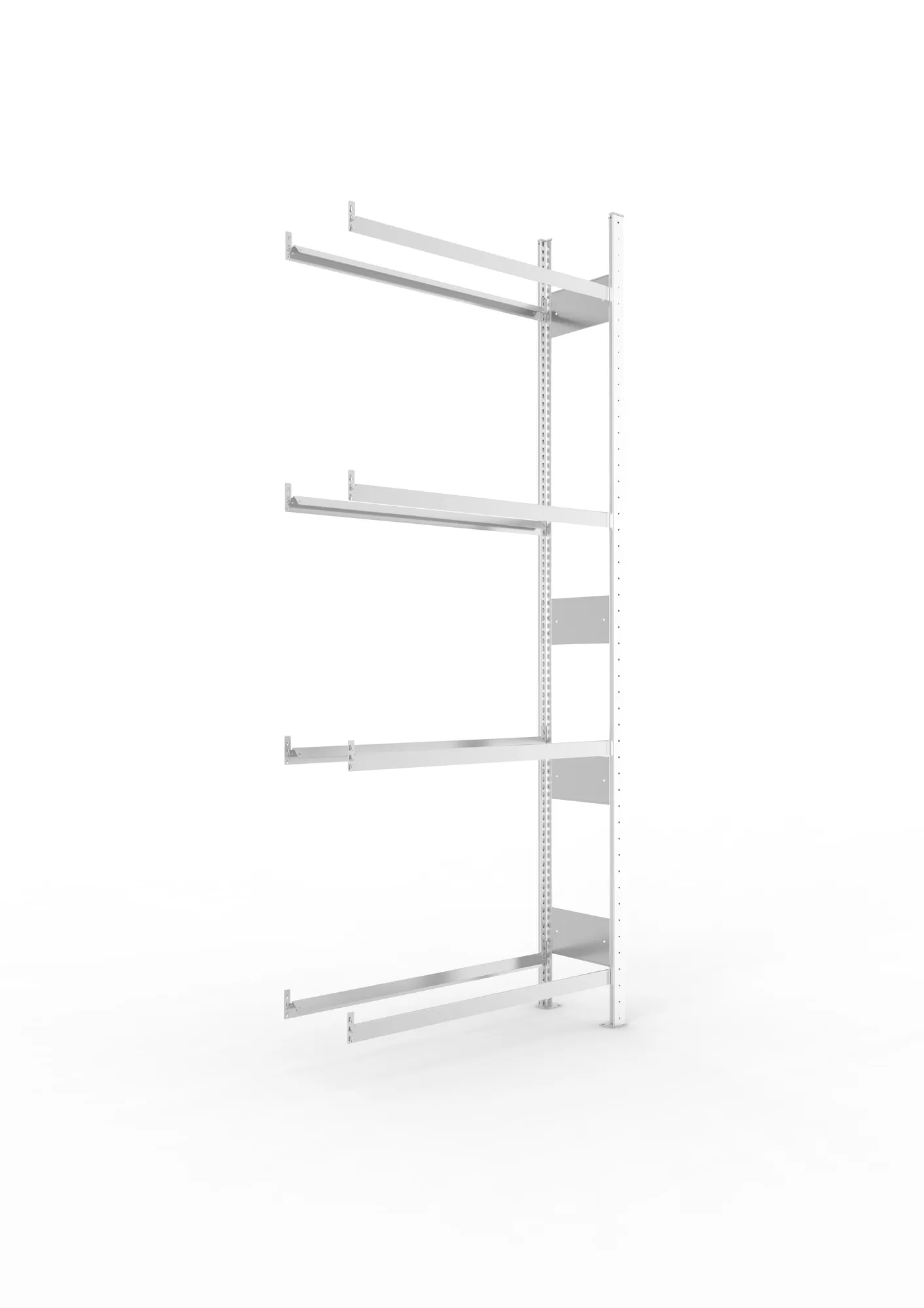 META CLIP S3 | Felgenregal | Anbauregal | 2000 x 1300 x 300 mm | Fachlast 150 kg | 4 Ebenen | verzinkt