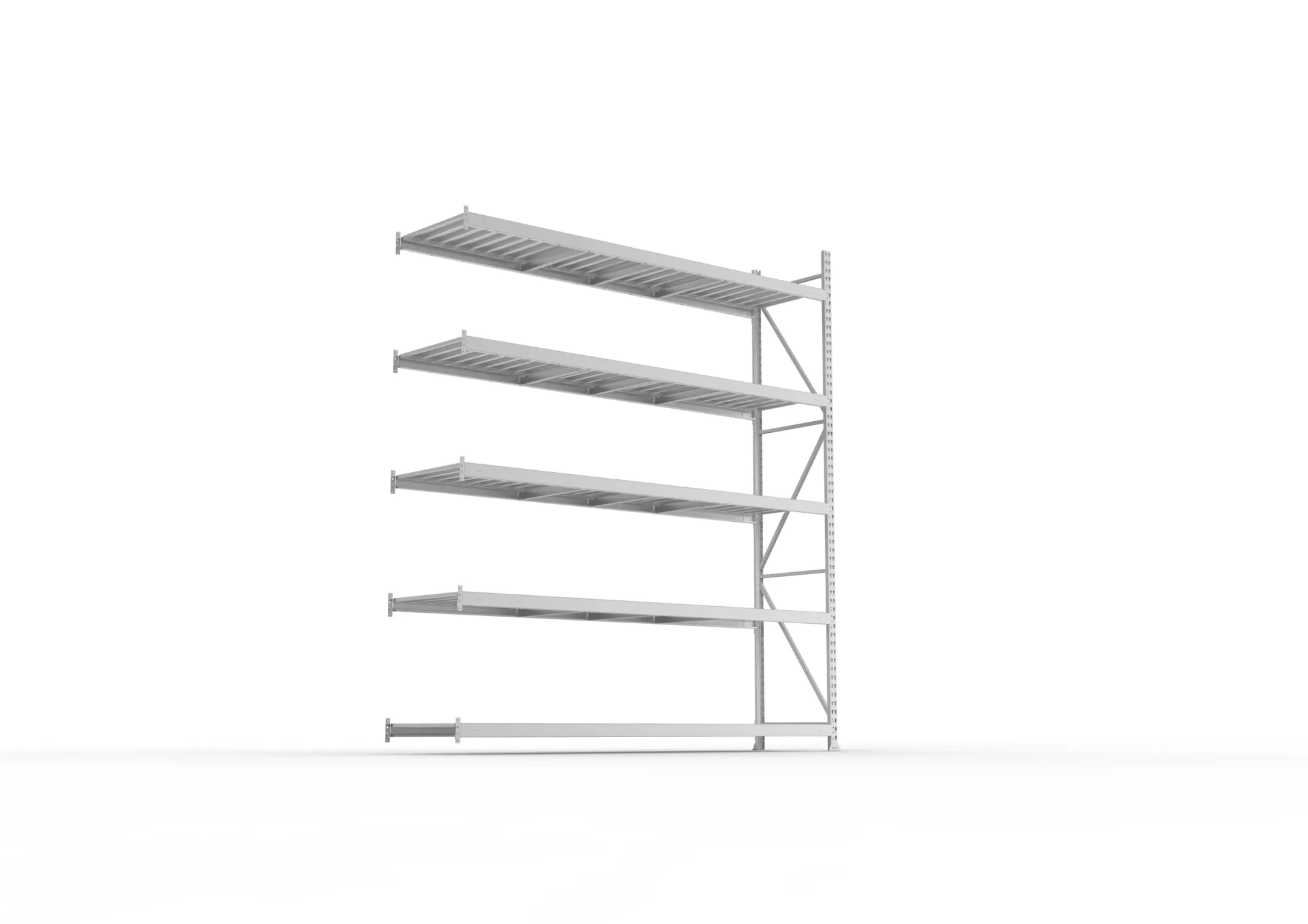 META MINI-RACK Weitspannregal | Anbauregal | 3000 x 2600 x 650 mm | Fachlast 490 kg | Stahlpaneelböden | 5 Ebenen
