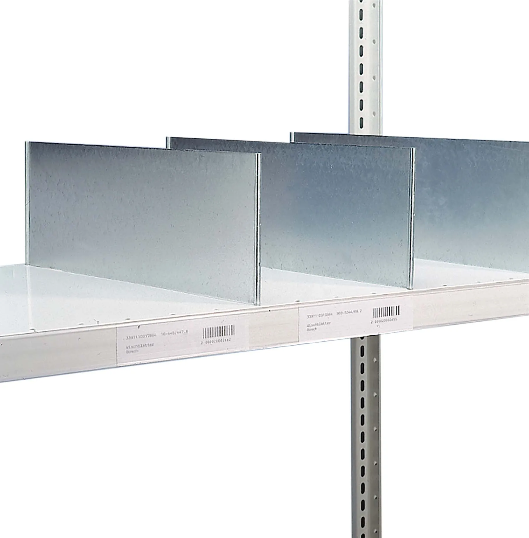 Etikettenschiene 950 mm, weiß, Höhe 38 mm, selbstklebend=Klebeband mittig, TK ungeeignet