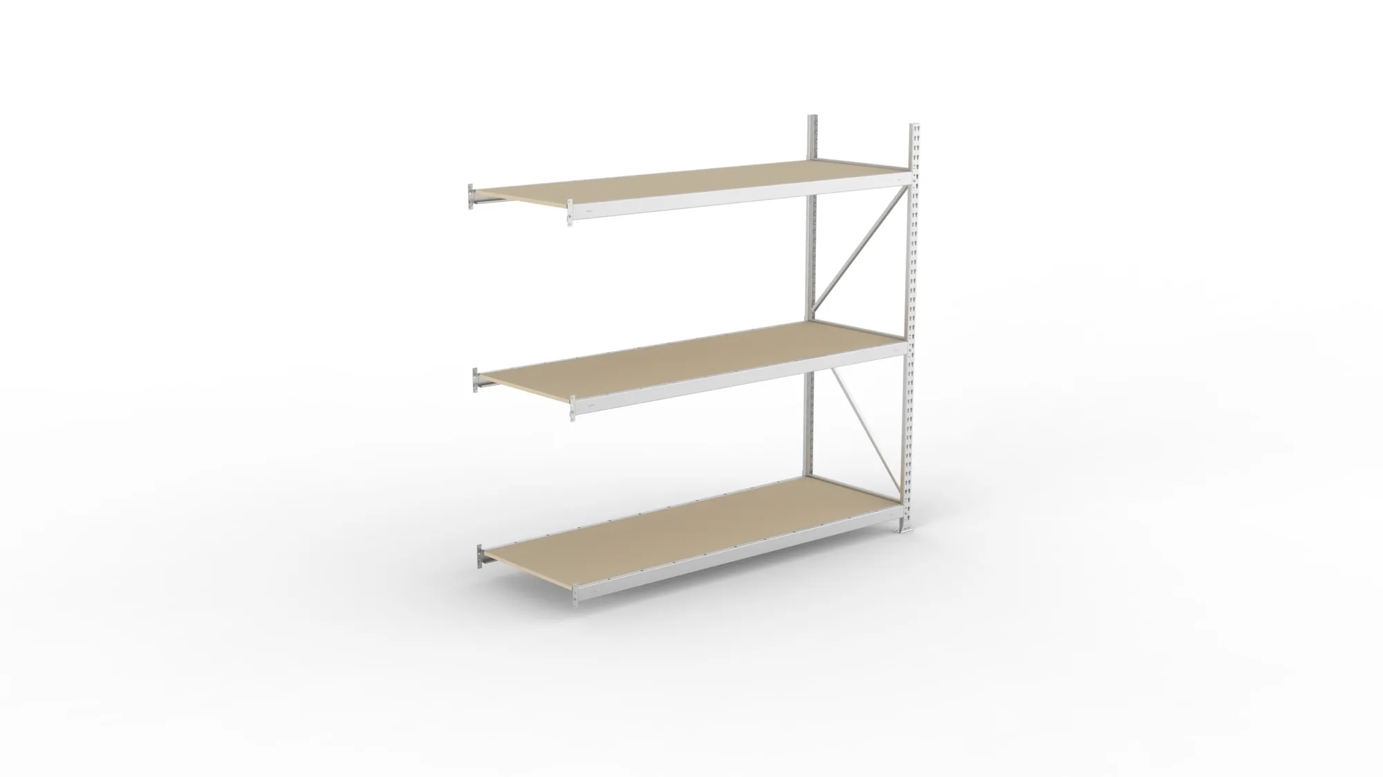 META MINI-RACK Weitspannregal | Anbauregal | 2200 x 2200 x 800 mm | Fachlast 600 kg | Spanplattenböden | 3 Ebenen