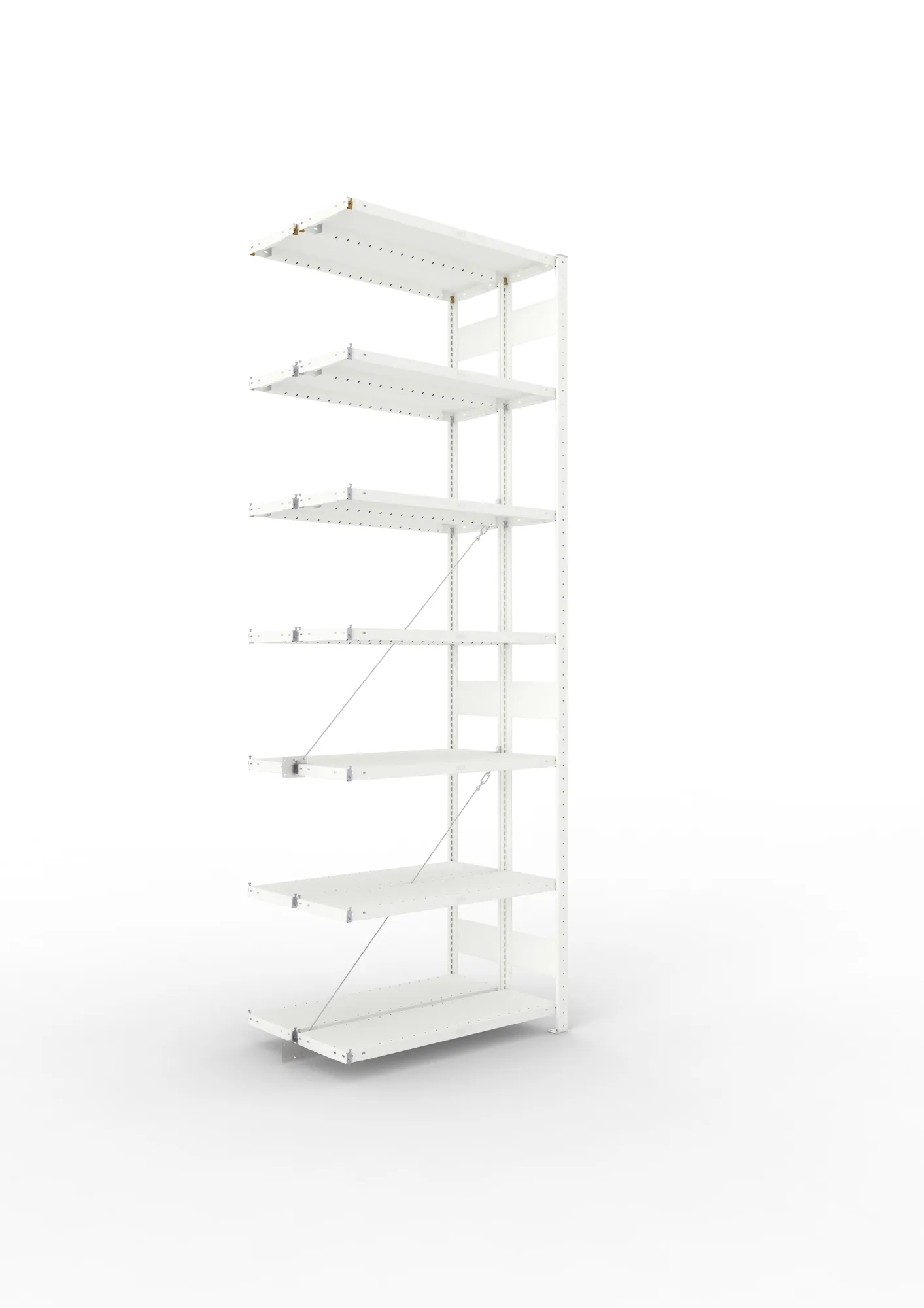 META CLIP | Fachbodenregal | Doppel-Anbauregal | 3000 x 1000 x 300 mm | Fachlast 100 kg | 6+1 Ebenen | RAL 7035