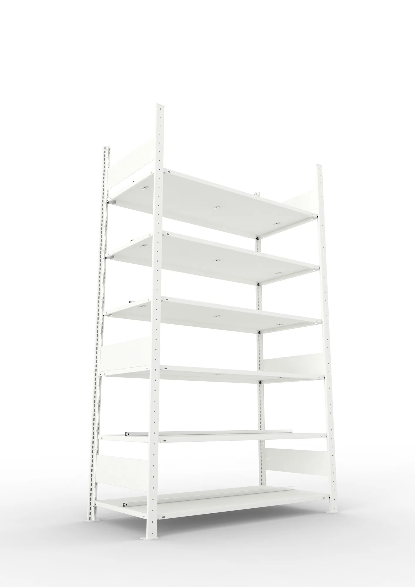 META COMPACT | Büro-Steckregal | Grundregal | 2200 x 1250 x 600 mm | Fachlast 100 kg | 6 Ebenen | RAL 7035