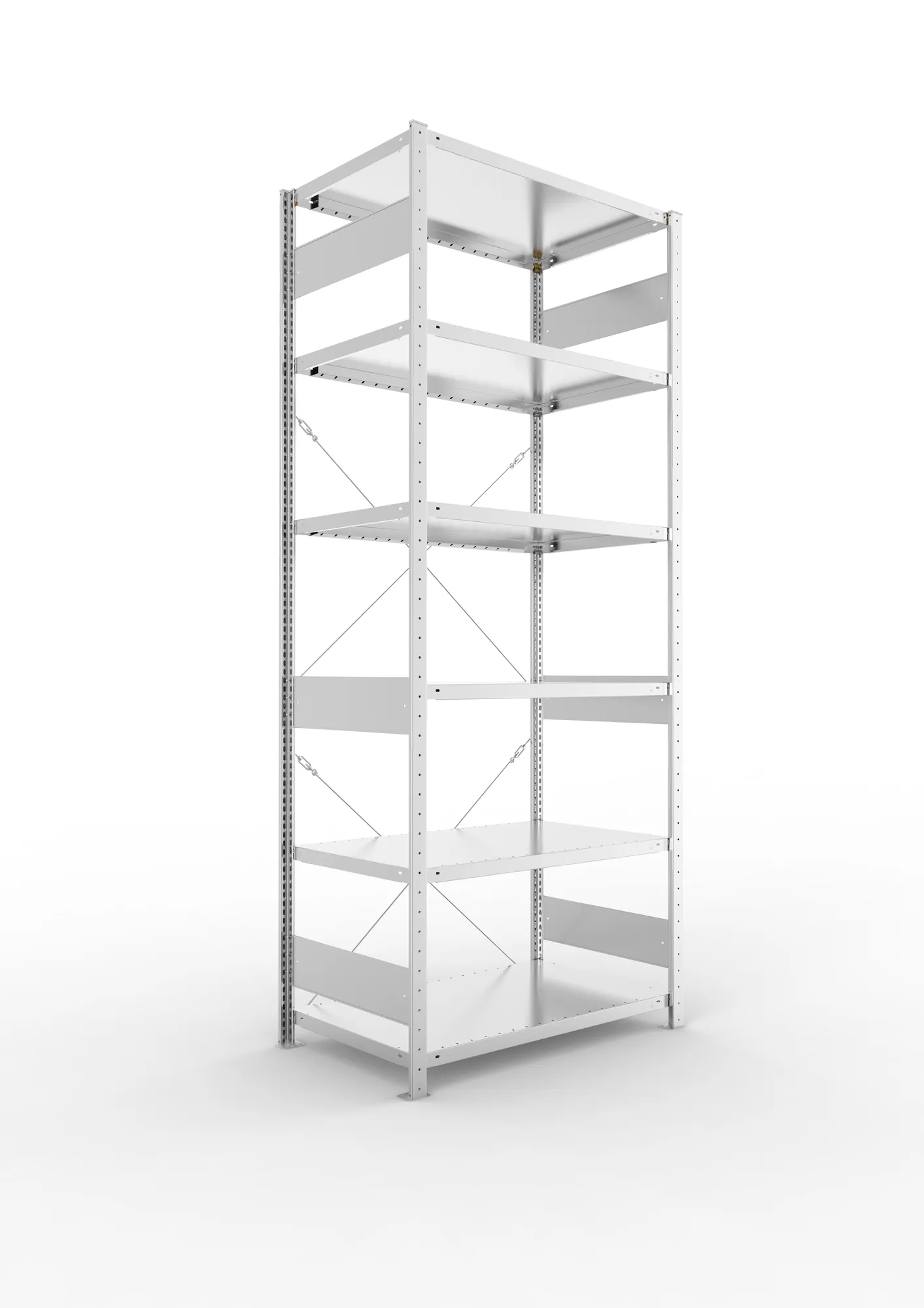 META CLIP S3 | Fachbodenregal | Grundregal | 2500 x 1000 x 600 mm | Fachlast 100 kg | 5+1 Ebenen | verzinkt