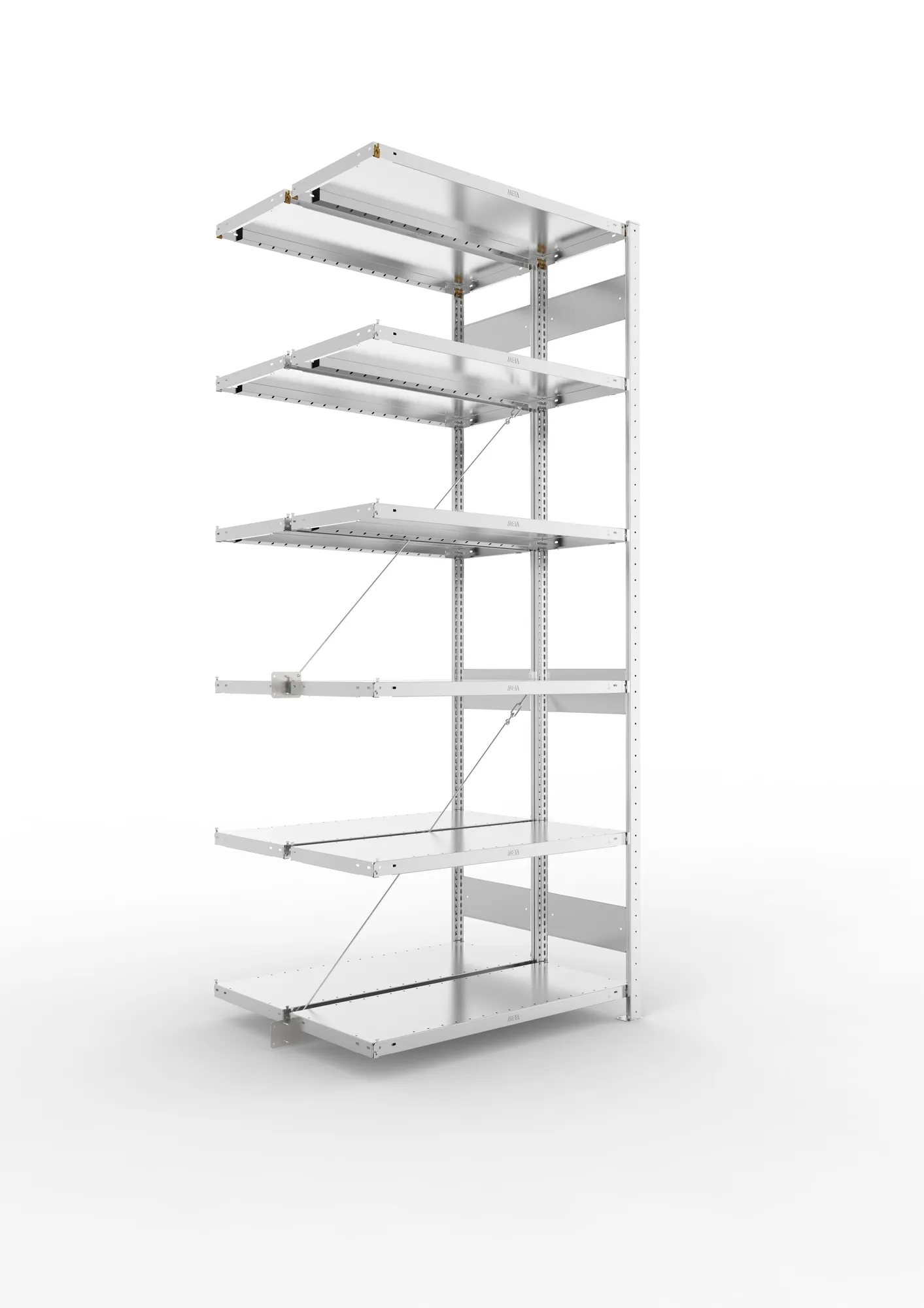 META CLIP | Fachbodenregal | Doppel-Anbauregal | 2500 x 1000 x 400 mm | Fachlast 100 kg | 5+1 Ebenen | verzinkt