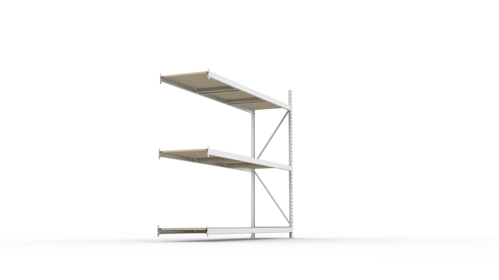META MINI-RACK Weitspannregal | Anbauregal | 2200 x 2600 x 650 mm | Fachlast 490 kg | Spanplattenböden | 3 Ebenen