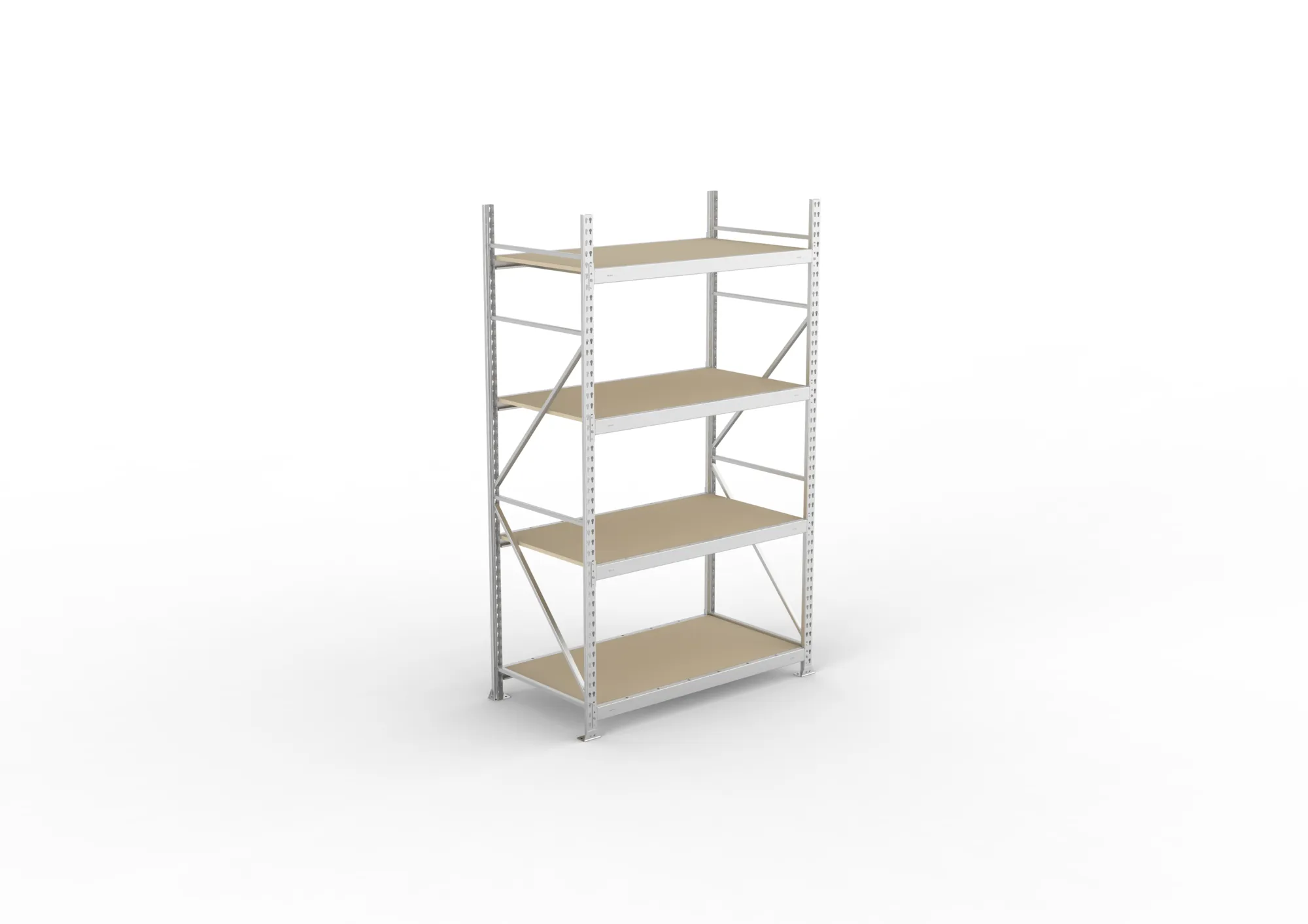 META MINI-RACK Weitspannregal | Grundregal | 2500 x 1400 x 800 mm | Fachlast 600 kg | Spanplattenböden | 4 Ebenen
